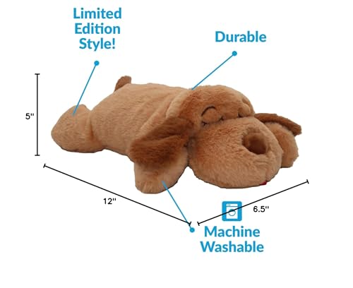 Original Snuggle Puppy Heartbeat Stuffed Toy for Dogs. Pet Anxiety Relief and Calming Aid, Comfort Toy for Behavioral Training in Biscuit
