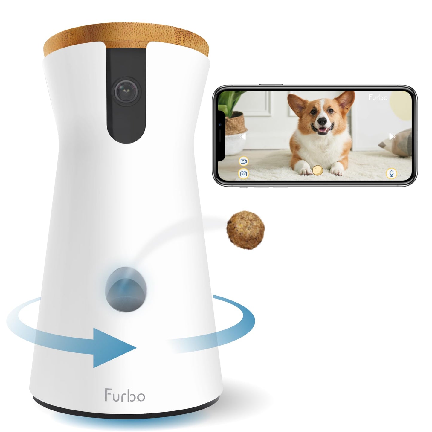 Furbo 360° Cat Camera + Nanny Bundle: Home Security & Cat Safety Alerts, Rotating Pet Treat Dispenser Camera with Speaker, Smart Home Indoor Cam w Phone App (Additional Subscription Required at Setup)