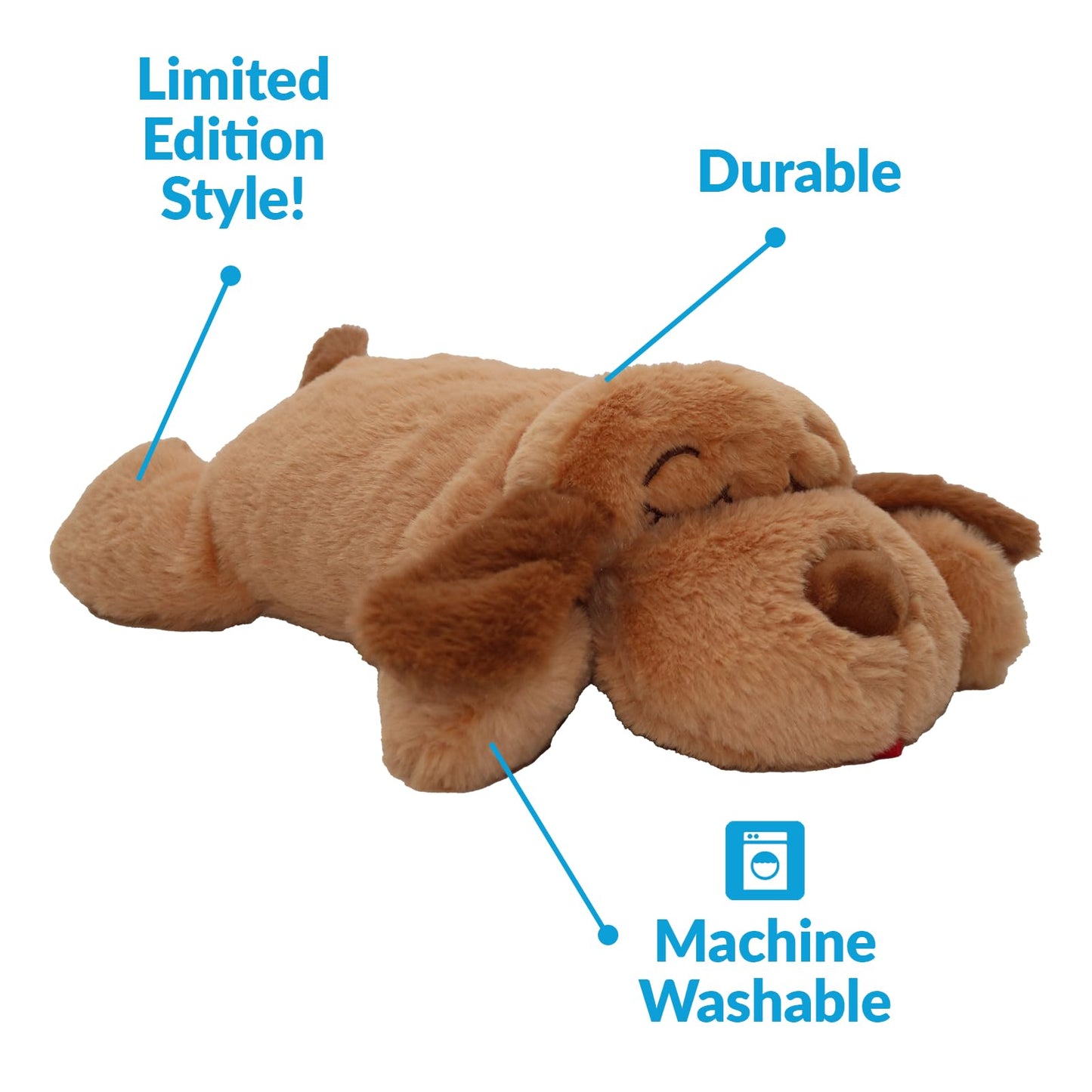 Original Snuggle Puppy Heartbeat Stuffed Toy for Dogs. Pet Anxiety Relief and Calming Aid, Comfort Toy for Behavioral Training in Biscuit