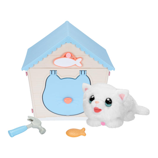 Little Live Pets My Kitty's Home | Interactive Plush Toy Kitten & House, Surprise Reveal with 25+ Sounds & Reactions. Build Kitty's Home - Easy Build DIY Home, Batteries Included. for Kids Ages 5+