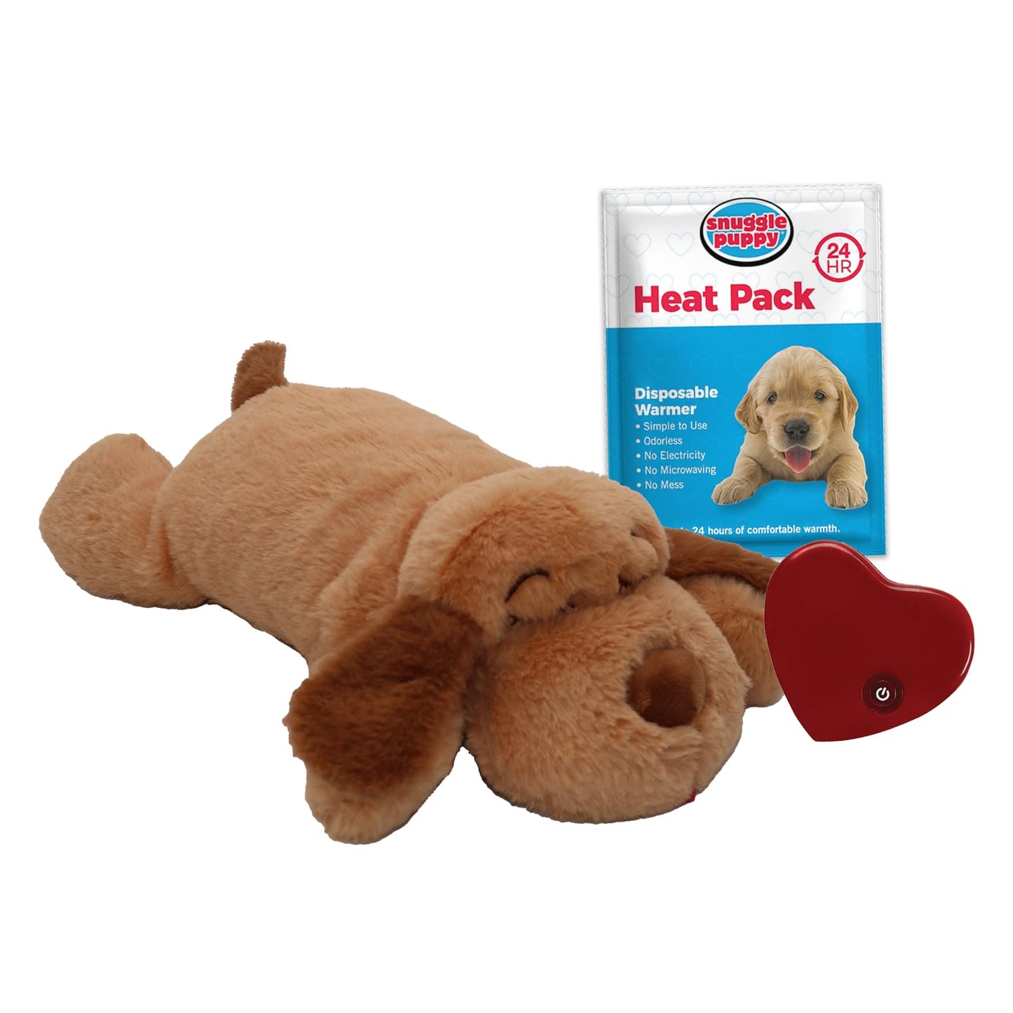 Original Snuggle Puppy Heartbeat Stuffed Toy for Dogs. Pet Anxiety Relief and Calming Aid, Comfort Toy for Behavioral Training in Biscuit