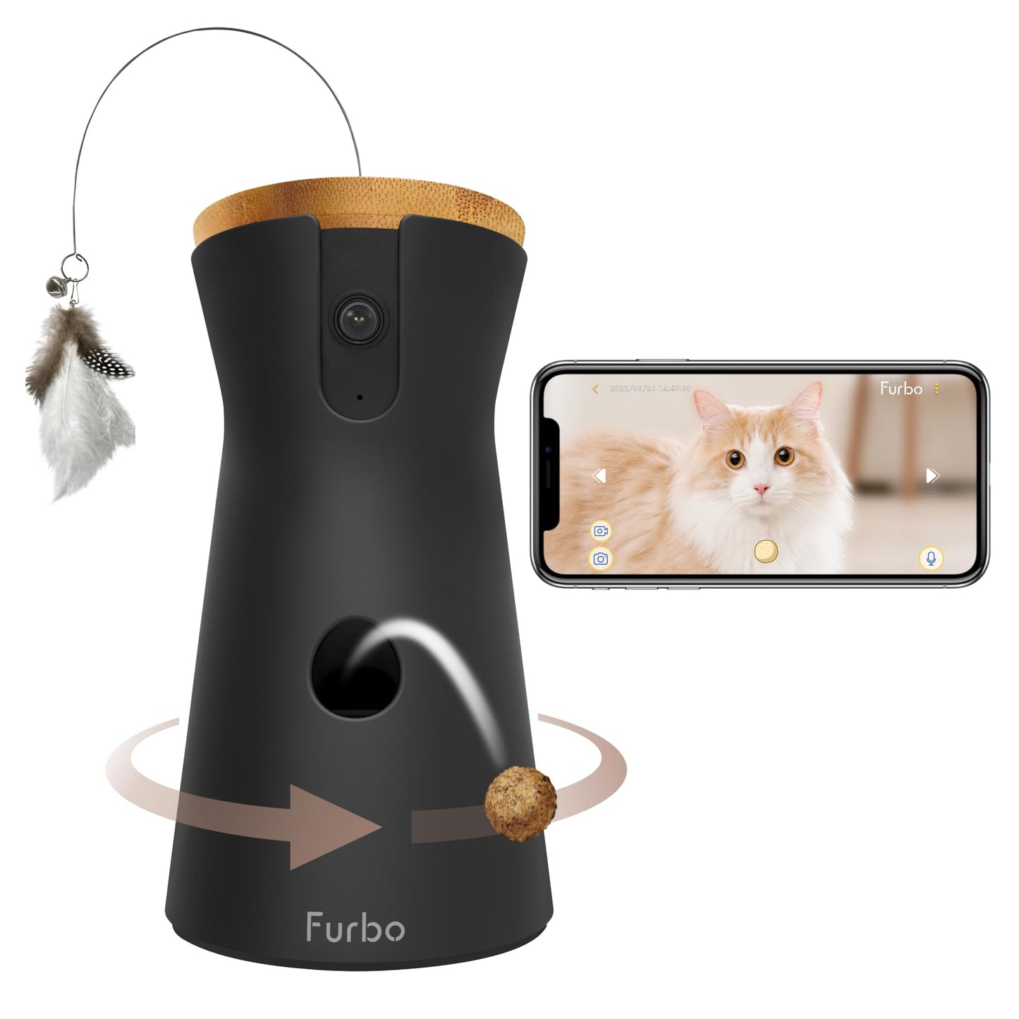 Furbo 360° Cat Camera + Nanny Bundle: Home Security & Cat Safety Alerts, Rotating Pet Treat Dispenser Camera with Speaker, Smart Home Indoor Cam w Phone App (Additional Subscription Required at Setup)