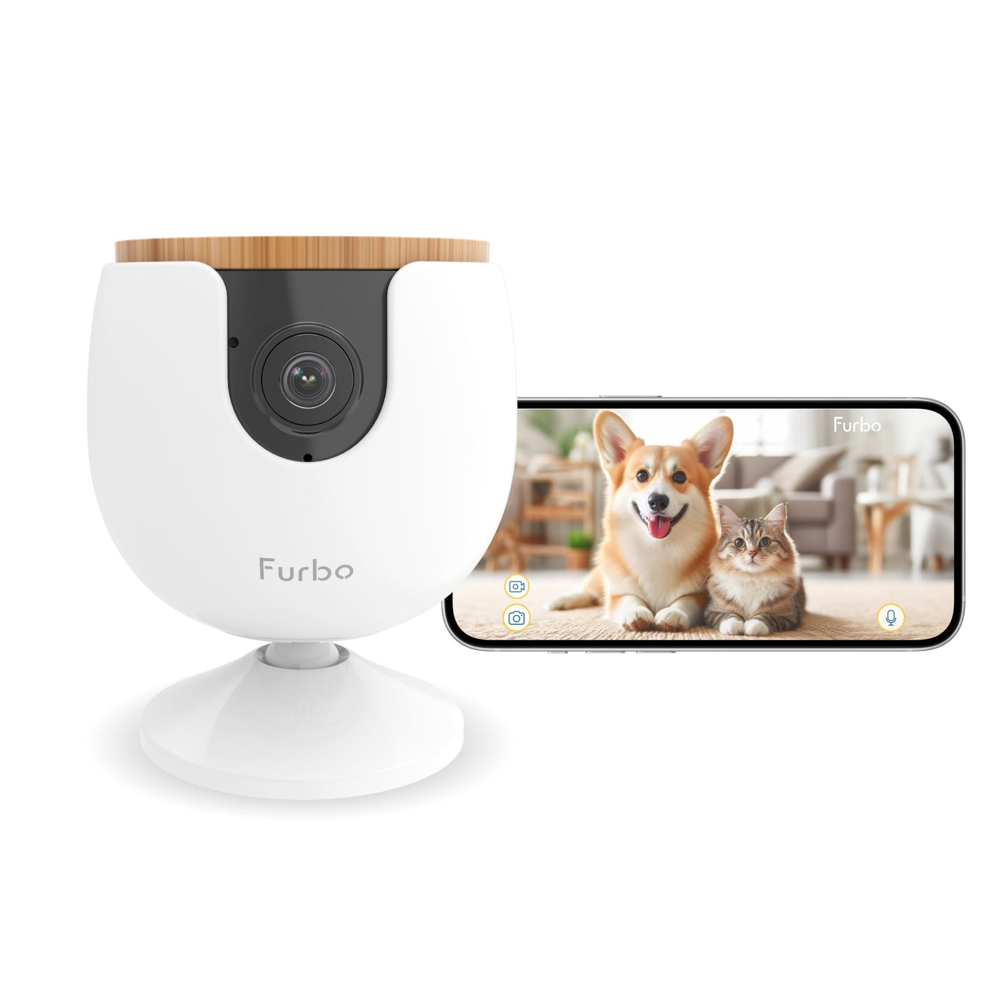 Furbo 360° Cat Camera + Nanny Bundle: Home Security & Cat Safety Alerts, Rotating Pet Treat Dispenser Camera with Speaker, Smart Home Indoor Cam w Phone App (Additional Subscription Required at Setup)