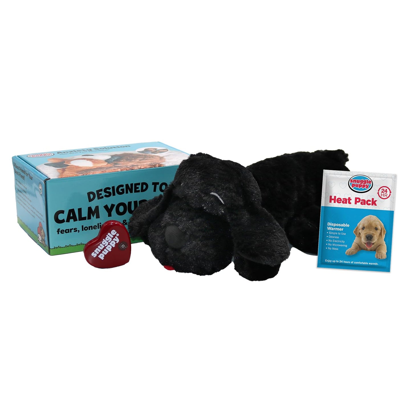 Original Snuggle Puppy Heartbeat Stuffed Toy for Dogs. Pet Anxiety Relief and Calming Aid, Comfort Toy for Behavioral Training in Biscuit