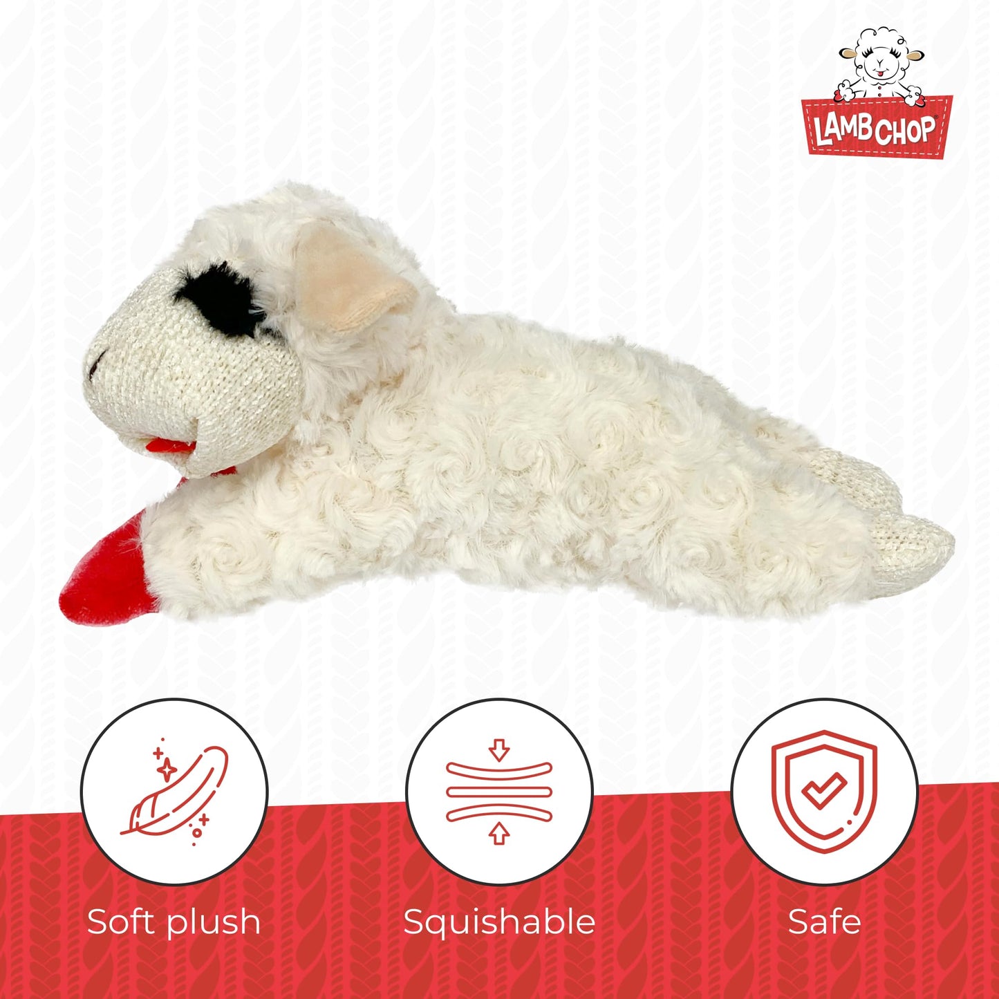 Multipet INTERNATIONAL 843140 Lambchop Plush Squeak Toy Mini for Pets, 6-Inch, White, small