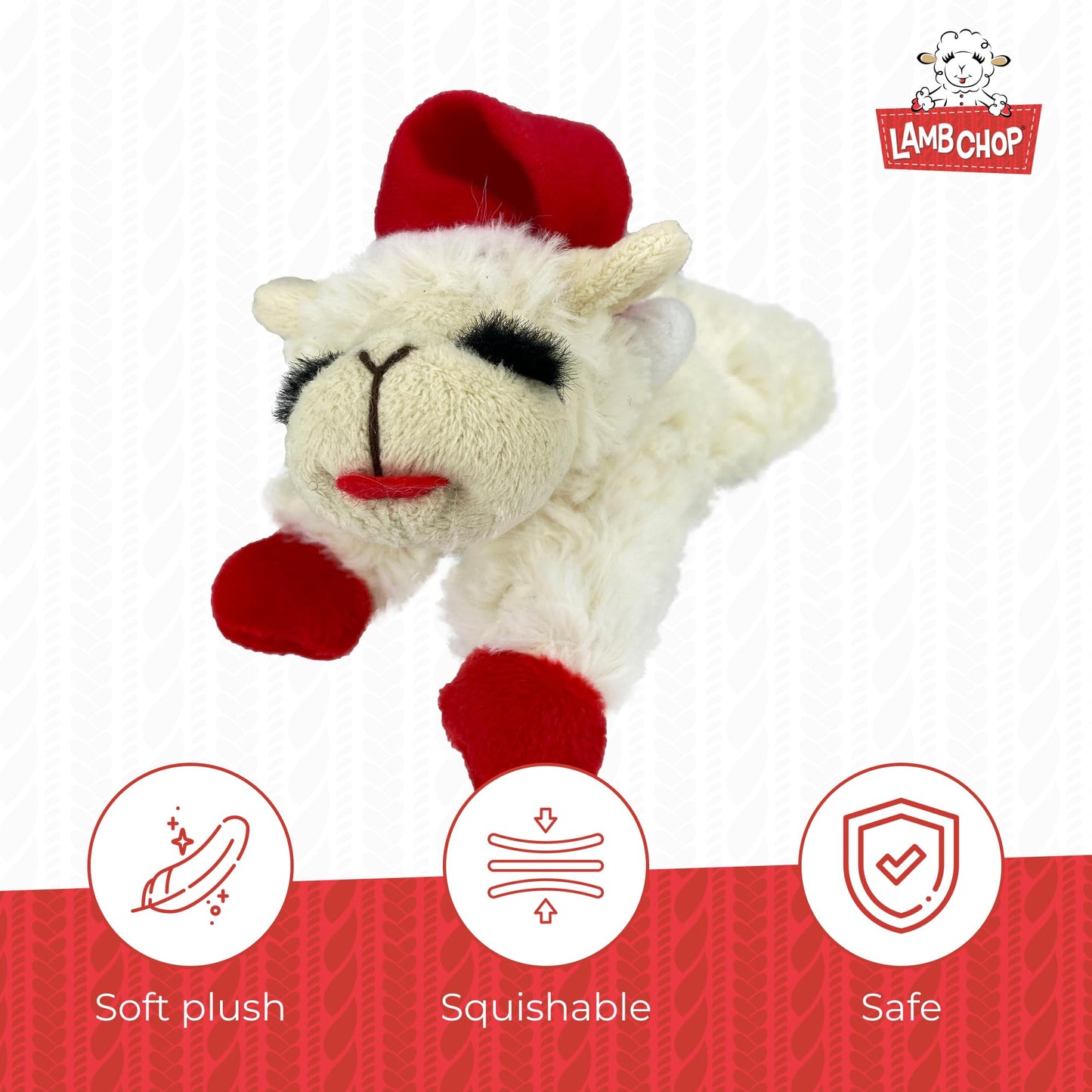 Multipet INTERNATIONAL 843140 Lambchop Plush Squeak Toy Mini for Pets, 6-Inch, White, small