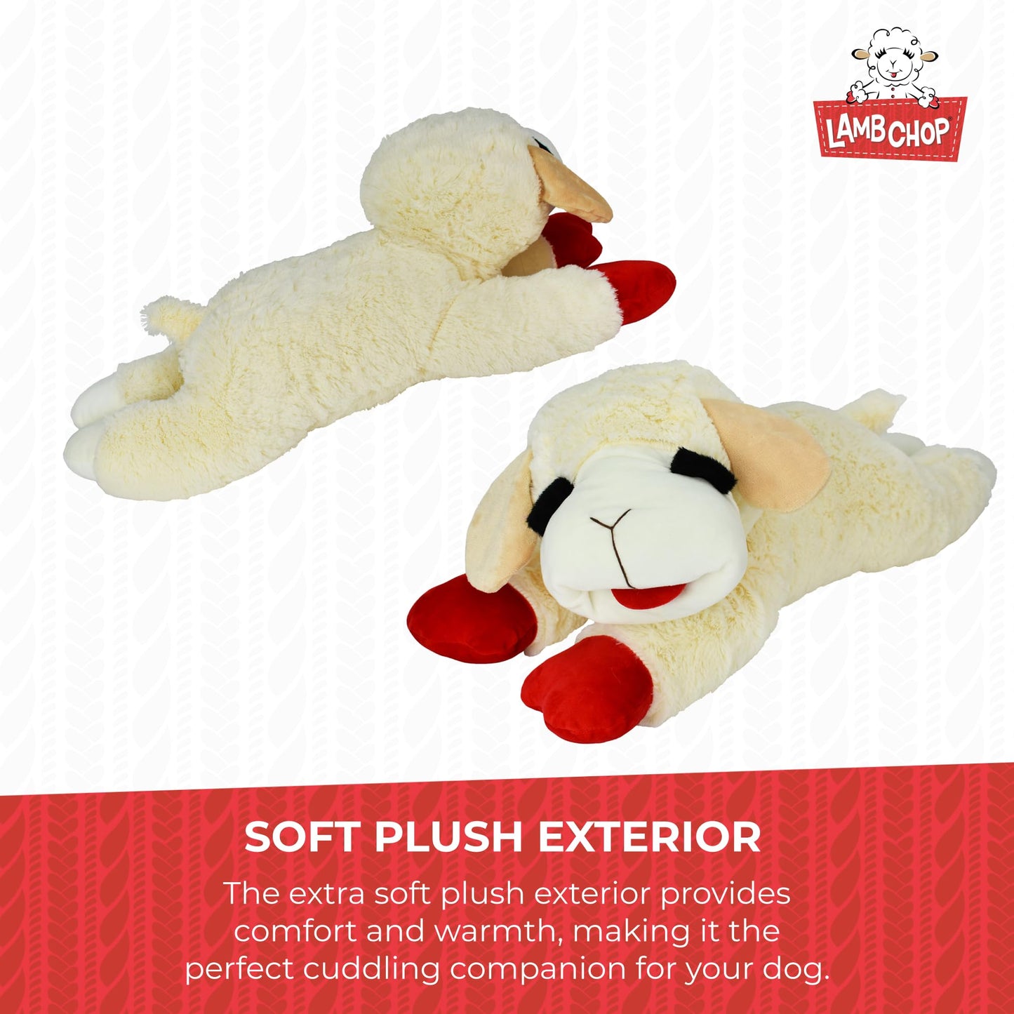 Multipet INTERNATIONAL 843140 Lambchop Plush Squeak Toy Mini for Pets, 6-Inch, White, small