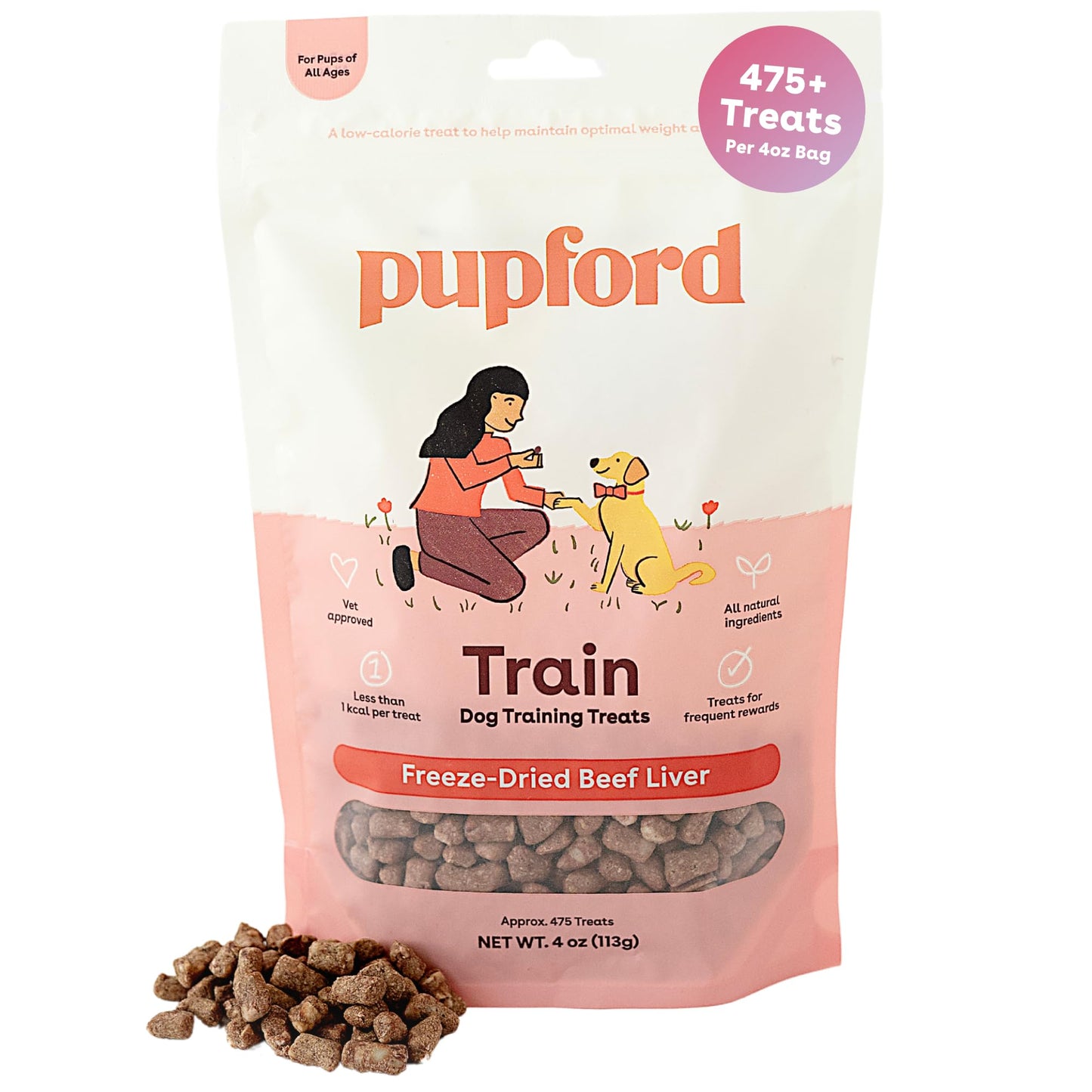 Pupford Freeze Dried Training Treats for Dogs & Puppies, 475+ Two Ingredient Bites (Chicken, 4 oz)