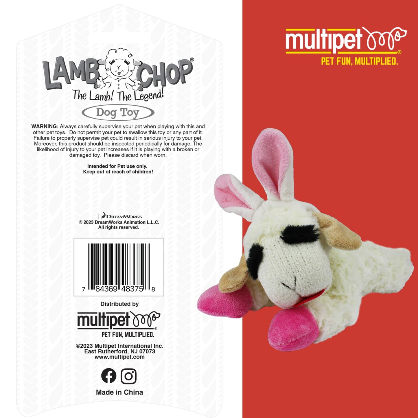 Multipet INTERNATIONAL 843140 Lambchop Plush Squeak Toy Mini for Pets, 6-Inch, White, small