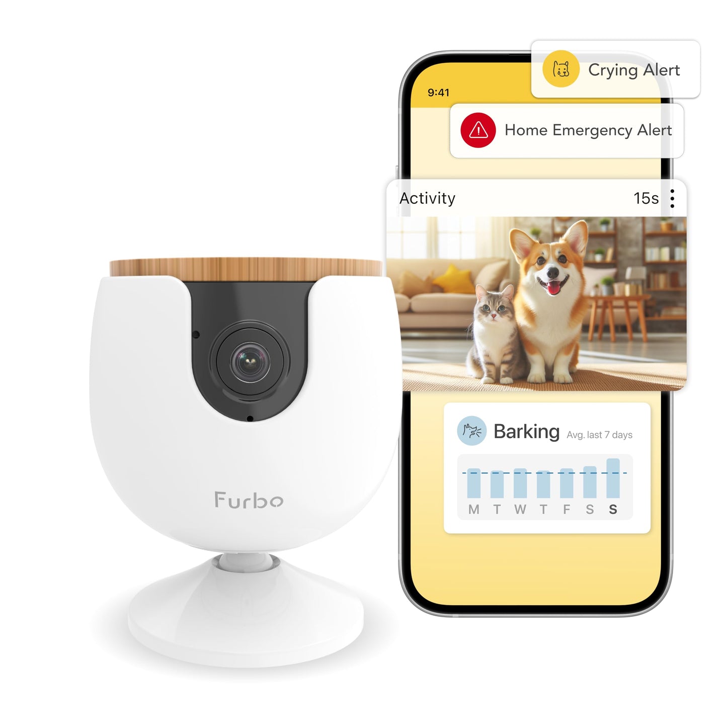 Furbo 360° Cat Camera + Nanny Bundle: Home Security & Cat Safety Alerts, Rotating Pet Treat Dispenser Camera with Speaker, Smart Home Indoor Cam w Phone App (Additional Subscription Required at Setup)