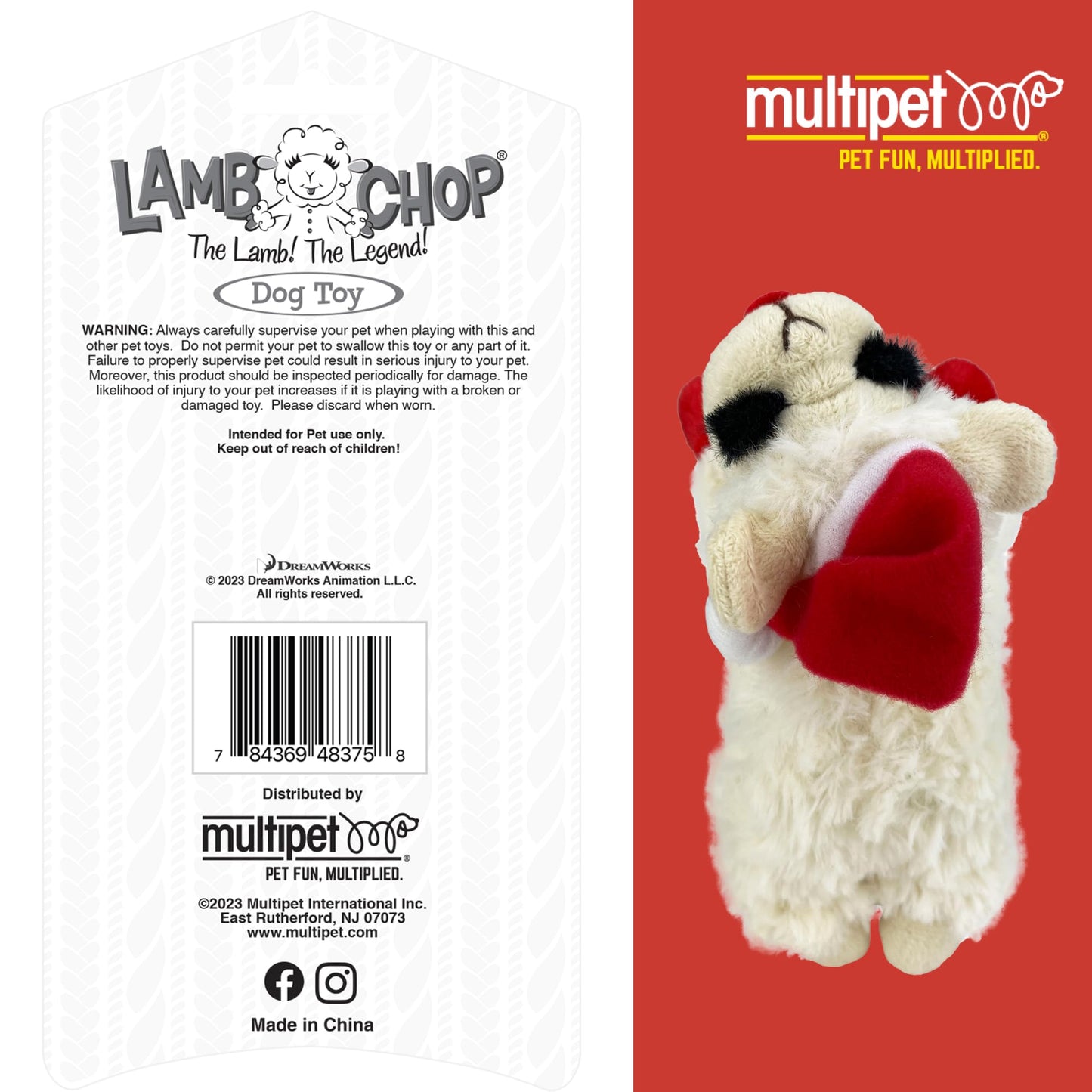 Multipet INTERNATIONAL 843140 Lambchop Plush Squeak Toy Mini for Pets, 6-Inch, White, small