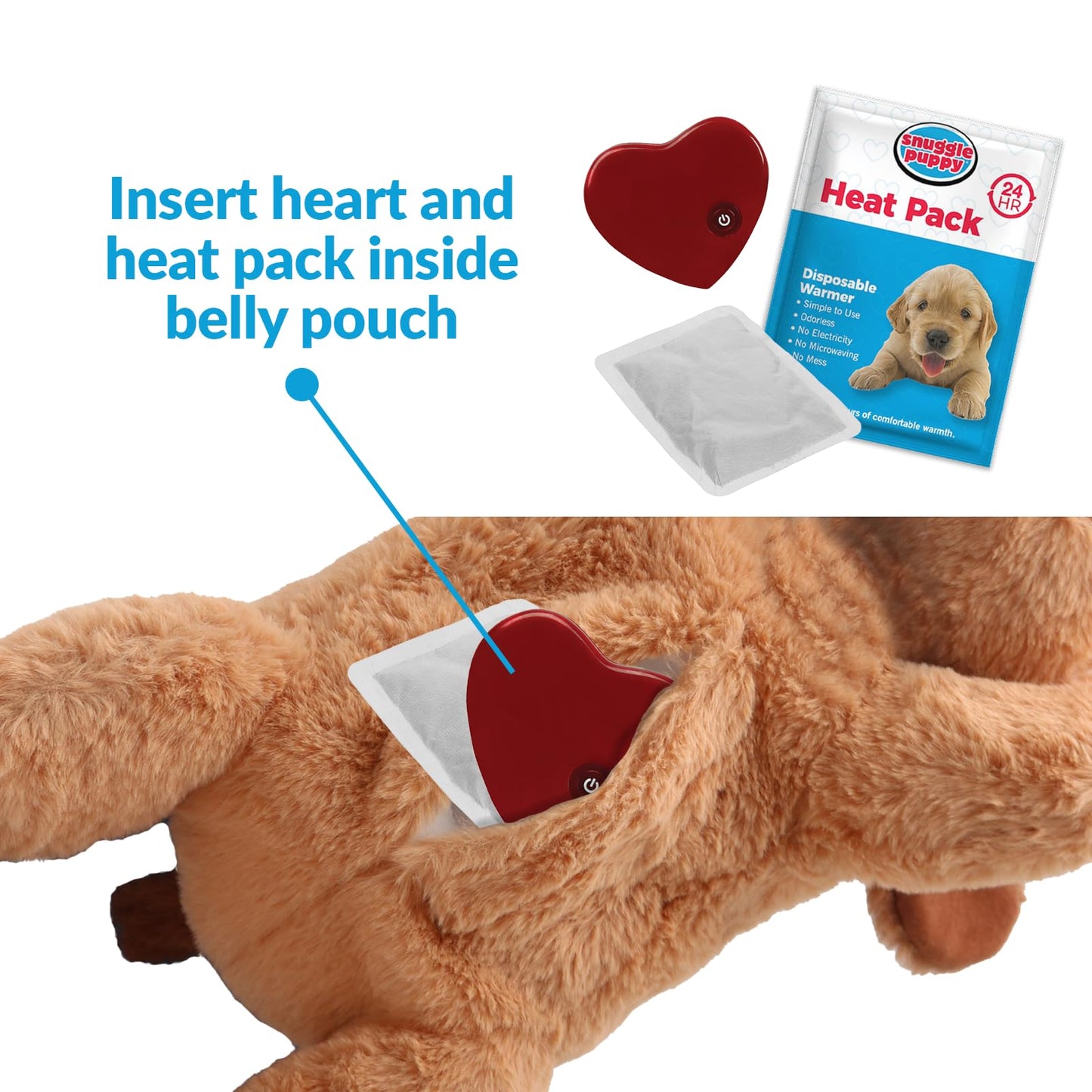 Original Snuggle Puppy Heartbeat Stuffed Toy for Dogs. Pet Anxiety Relief and Calming Aid, Comfort Toy for Behavioral Training in Biscuit