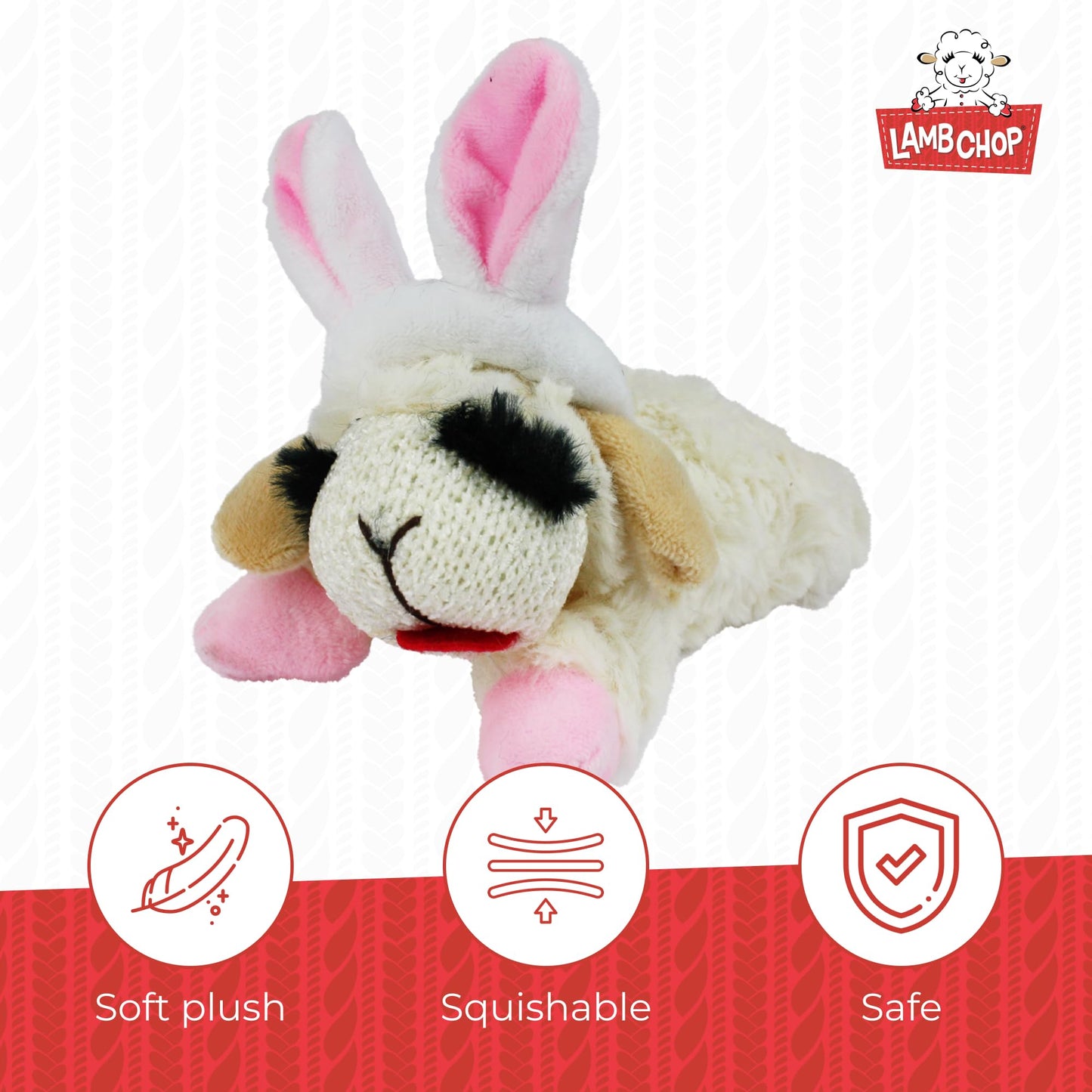 Multipet INTERNATIONAL 843140 Lambchop Plush Squeak Toy Mini for Pets, 6-Inch, White, small