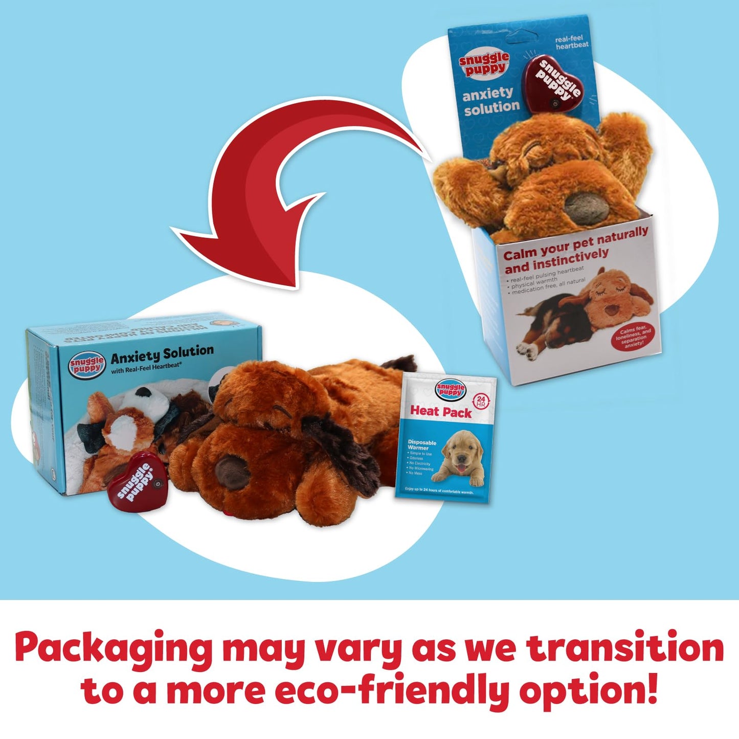 Original Snuggle Puppy Heartbeat Stuffed Toy for Dogs. Pet Anxiety Relief and Calming Aid, Comfort Toy for Behavioral Training in Biscuit