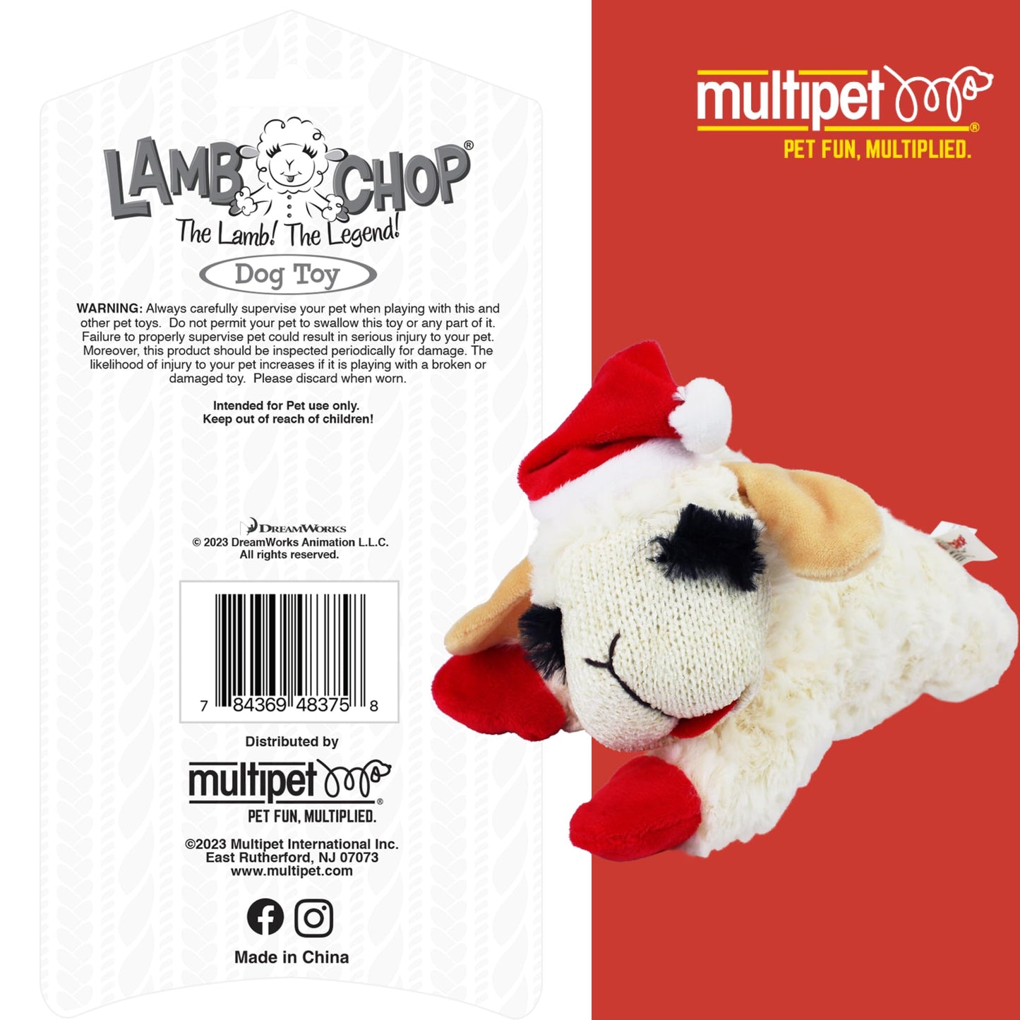 Multipet INTERNATIONAL 843140 Lambchop Plush Squeak Toy Mini for Pets, 6-Inch, White, small