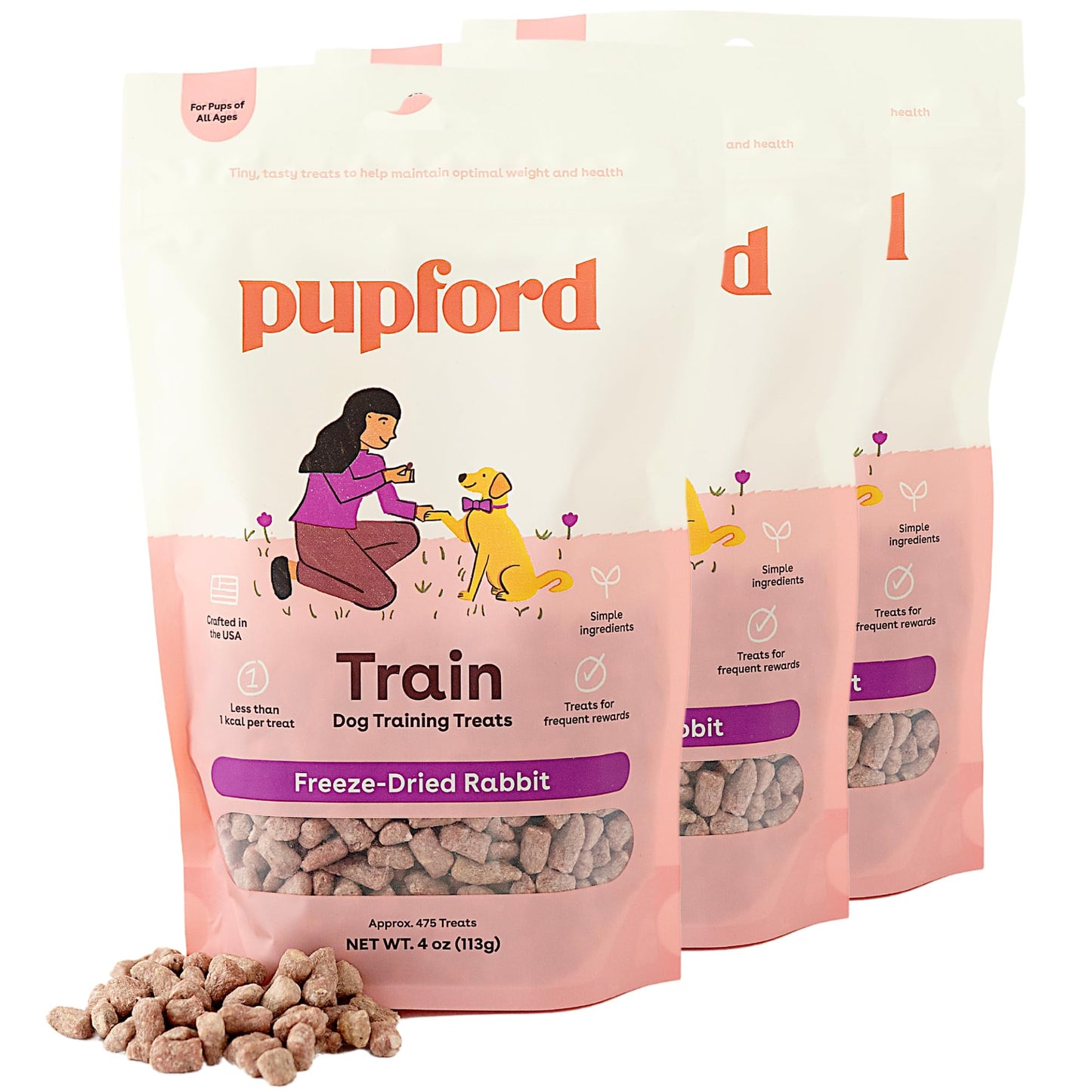 Pupford Freeze Dried Training Treats for Dogs & Puppies, 475+ Two Ingredient Bites (Chicken, 4 oz)