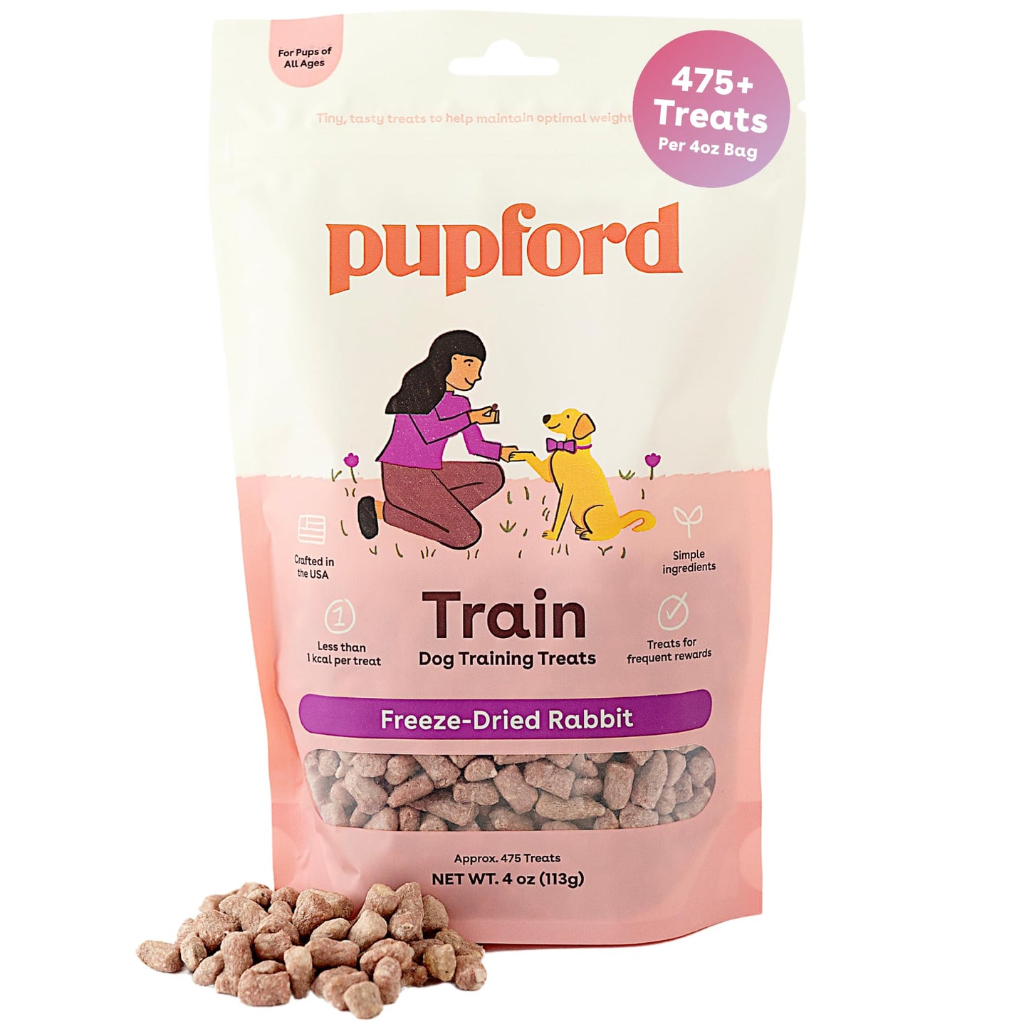 Pupford Freeze Dried Training Treats for Dogs & Puppies, 475+ Two Ingredient Bites (Chicken, 4 oz)