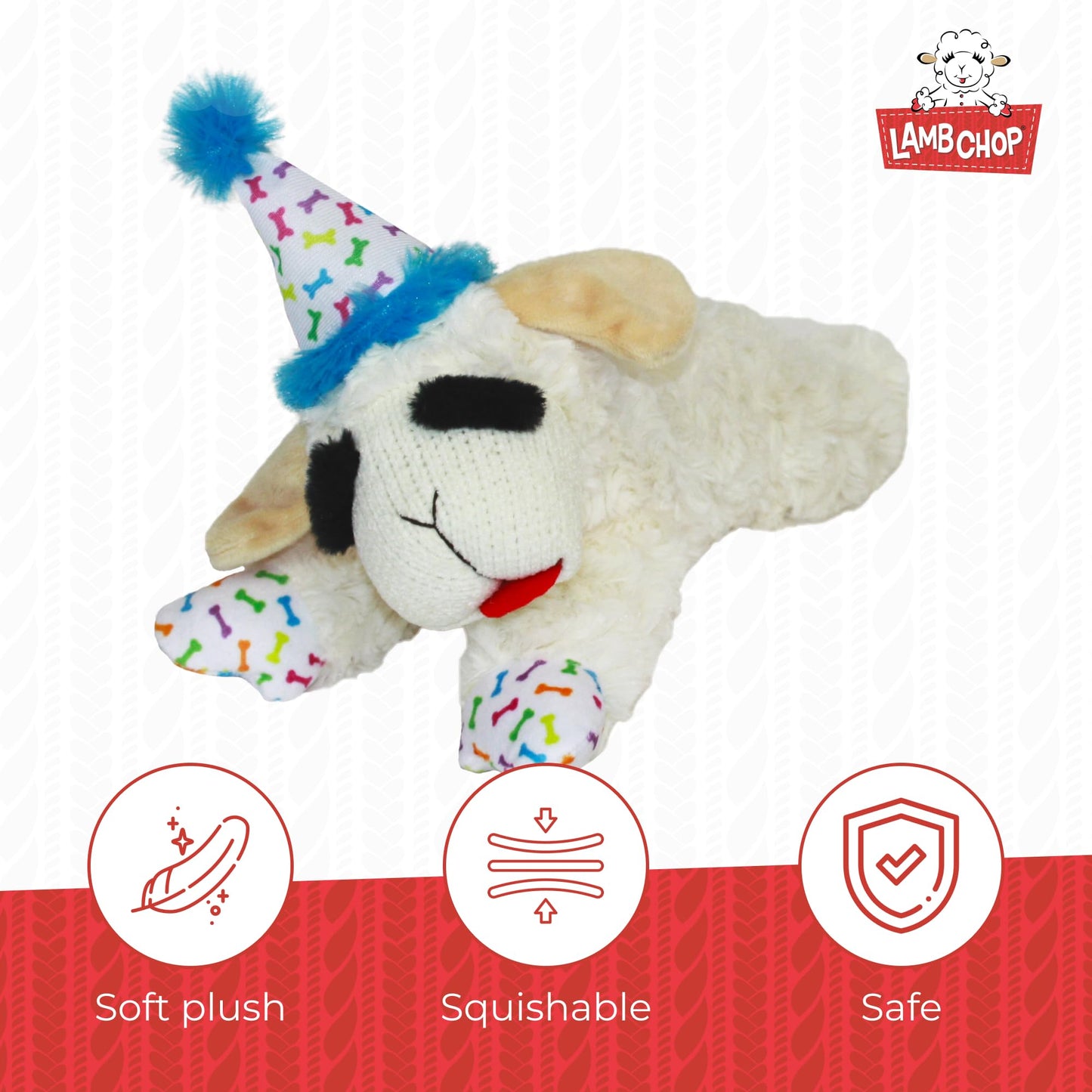 Multipet INTERNATIONAL 843140 Lambchop Plush Squeak Toy Mini for Pets, 6-Inch, White, small
