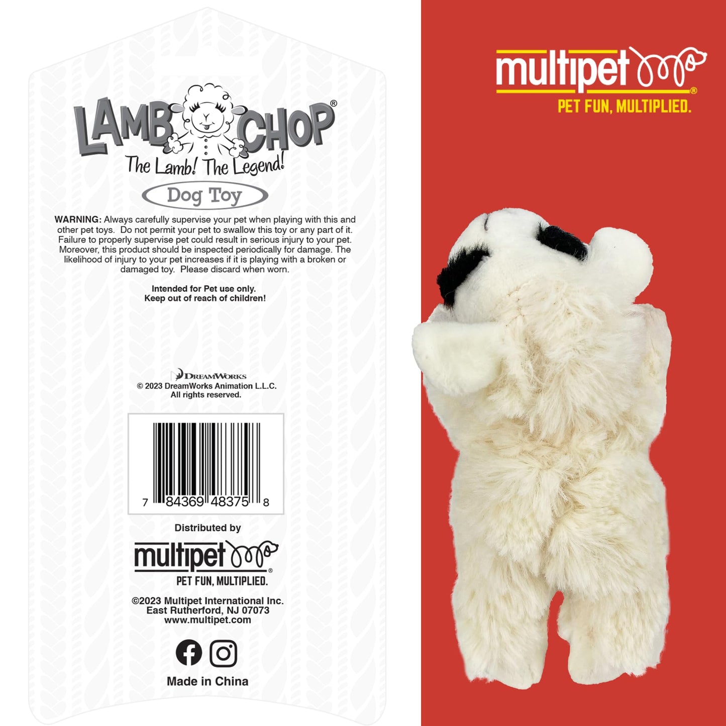 Multipet INTERNATIONAL 843140 Lambchop Plush Squeak Toy Mini for Pets, 6-Inch, White, small
