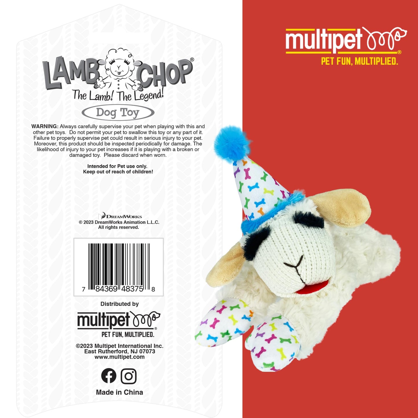 Multipet INTERNATIONAL 843140 Lambchop Plush Squeak Toy Mini for Pets, 6-Inch, White, small