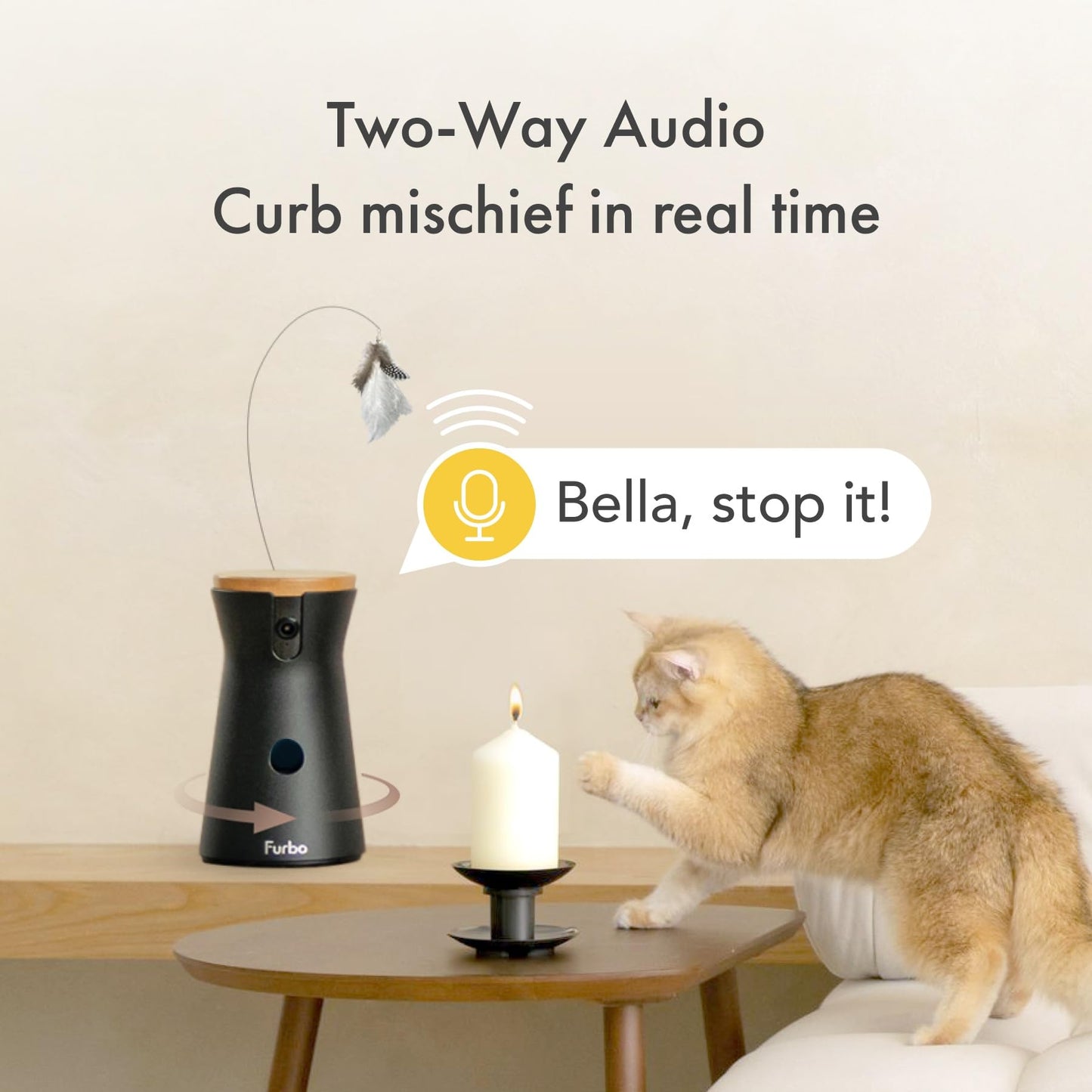 Furbo 360° Cat Camera + Nanny Bundle: Home Security & Cat Safety Alerts, Rotating Pet Treat Dispenser Camera with Speaker, Smart Home Indoor Cam w Phone App (Additional Subscription Required at Setup)