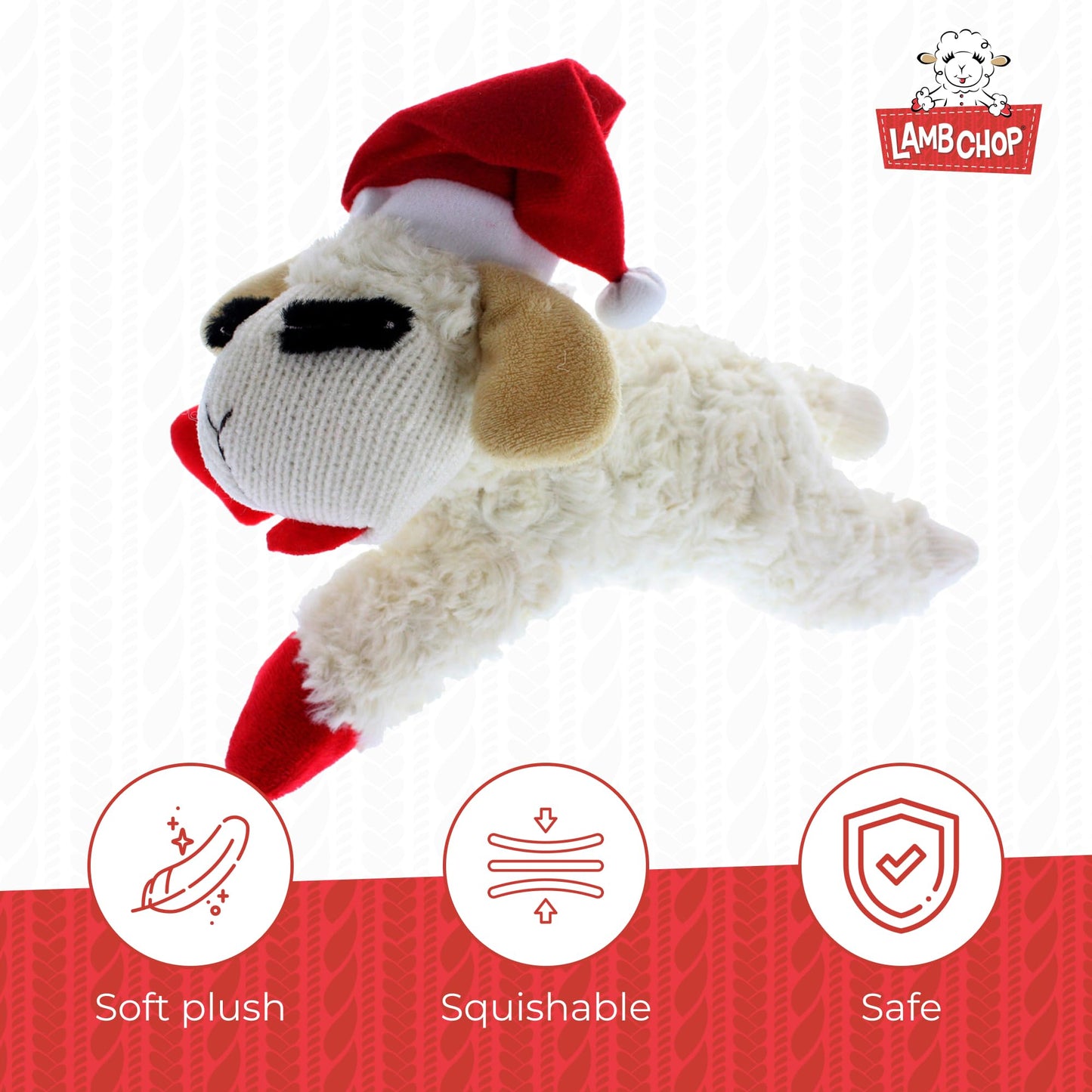 Multipet INTERNATIONAL 843140 Lambchop Plush Squeak Toy Mini for Pets, 6-Inch, White, small