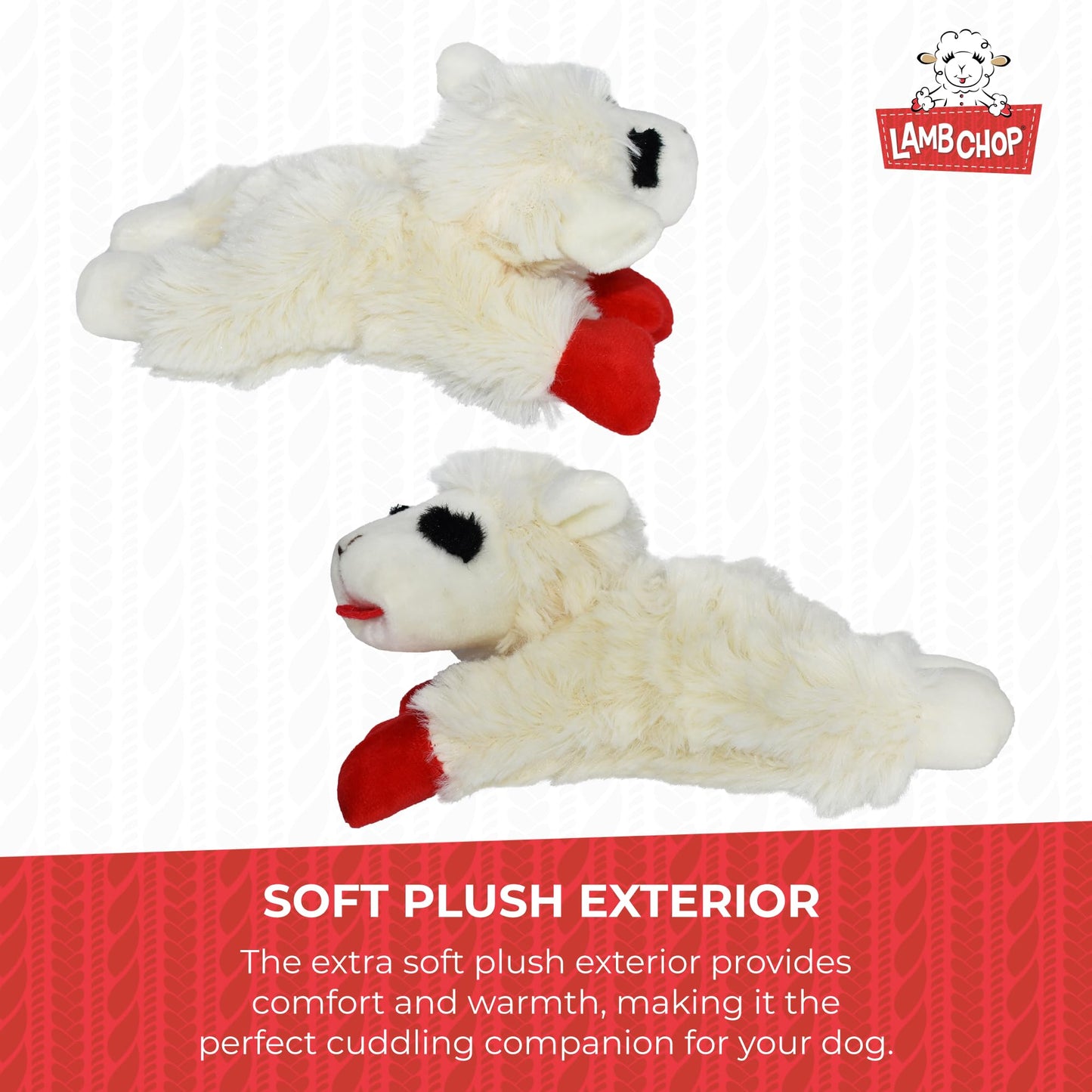 Multipet INTERNATIONAL 843140 Lambchop Plush Squeak Toy Mini for Pets, 6-Inch, White, small