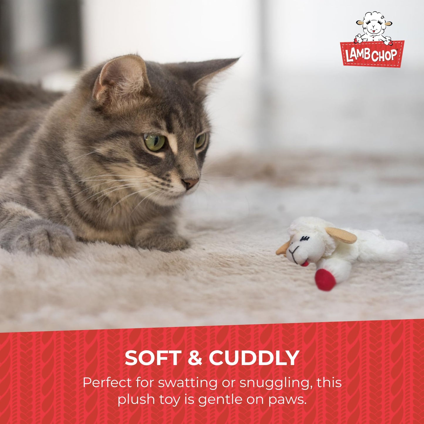 Multipet INTERNATIONAL 843140 Lambchop Plush Squeak Toy Mini for Pets, 6-Inch, White, small