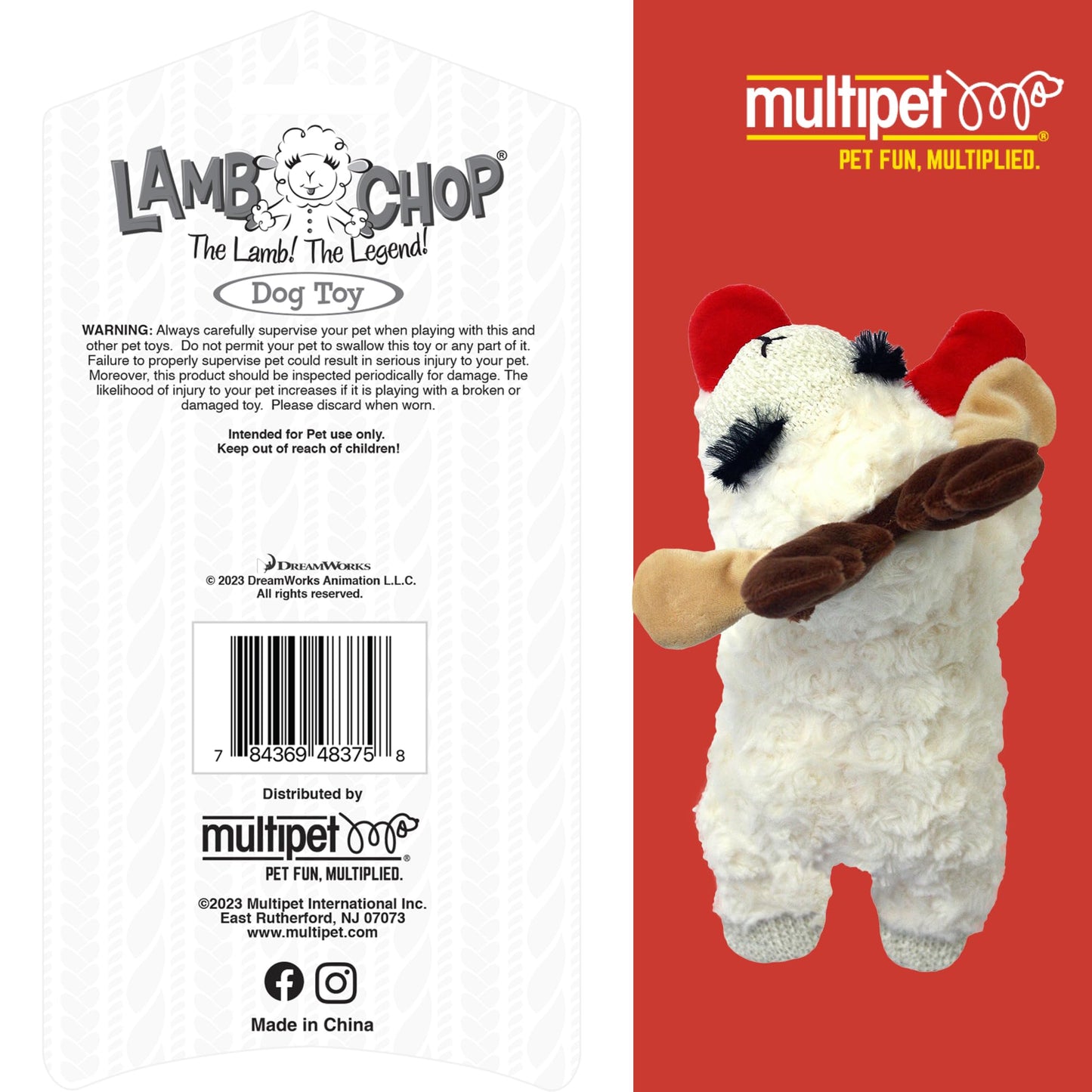 Multipet INTERNATIONAL 843140 Lambchop Plush Squeak Toy Mini for Pets, 6-Inch, White, small