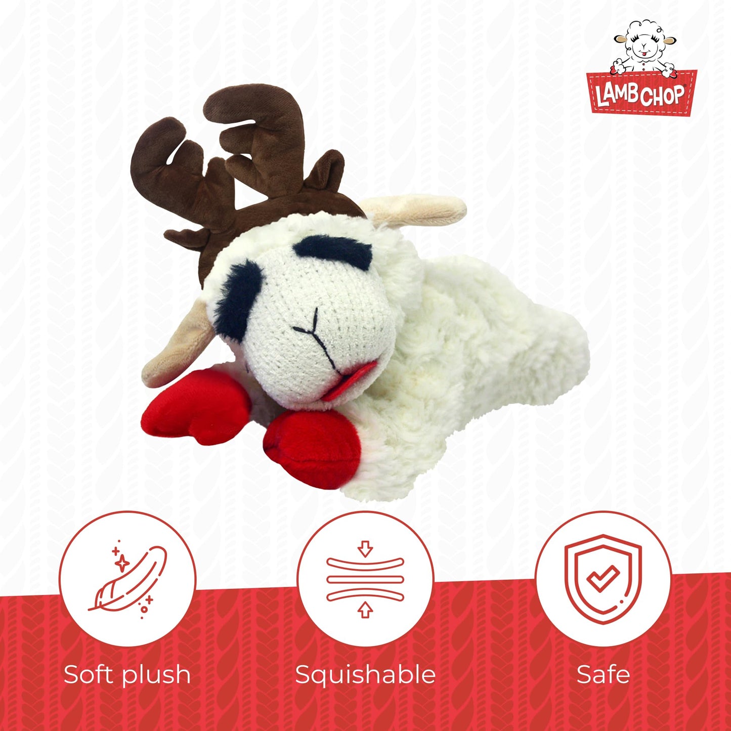 Multipet INTERNATIONAL 843140 Lambchop Plush Squeak Toy Mini for Pets, 6-Inch, White, small