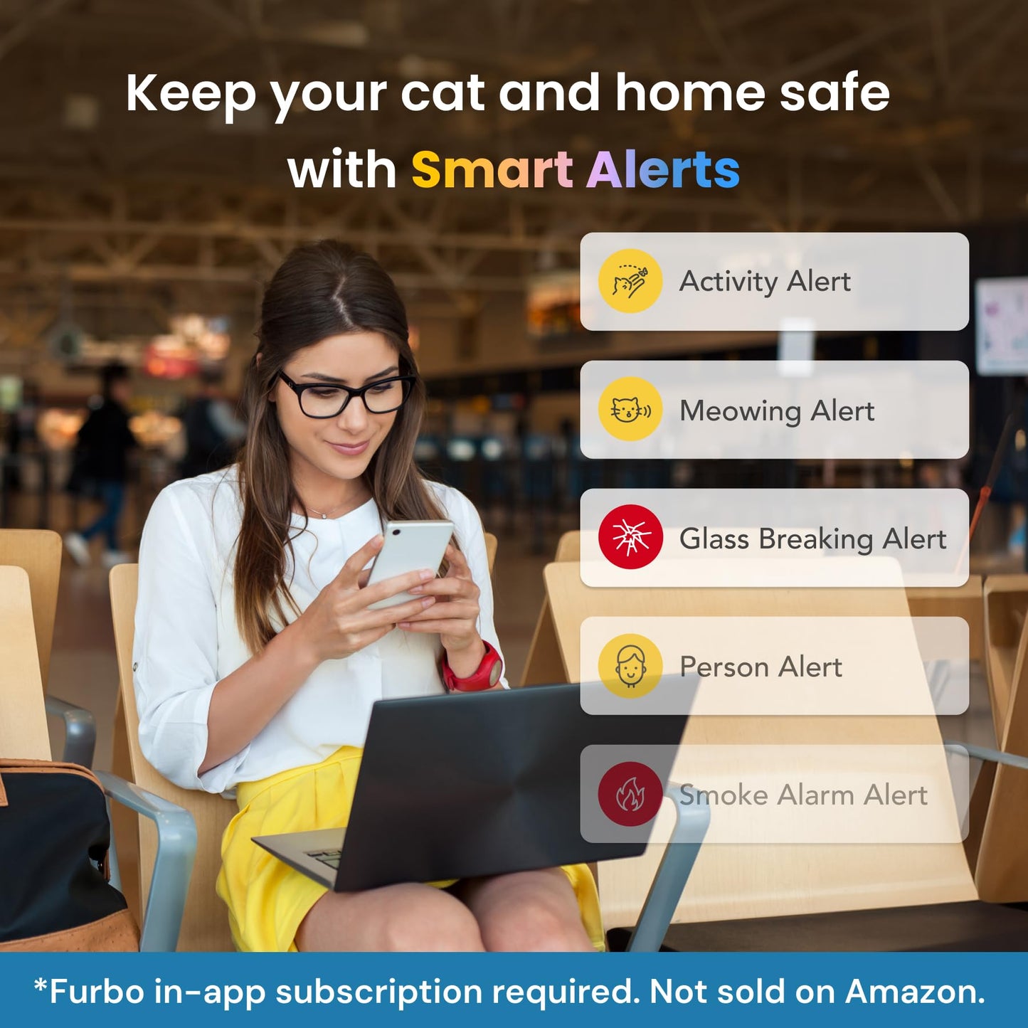 Furbo 360° Cat Camera + Nanny Bundle: Home Security & Cat Safety Alerts, Rotating Pet Treat Dispenser Camera with Speaker, Smart Home Indoor Cam w Phone App (Additional Subscription Required at Setup)