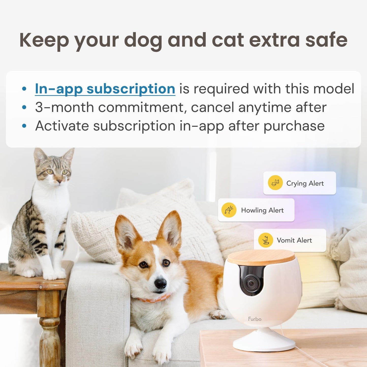 Furbo 360° Cat Camera + Nanny Bundle: Home Security & Cat Safety Alerts, Rotating Pet Treat Dispenser Camera with Speaker, Smart Home Indoor Cam w Phone App (Additional Subscription Required at Setup)
