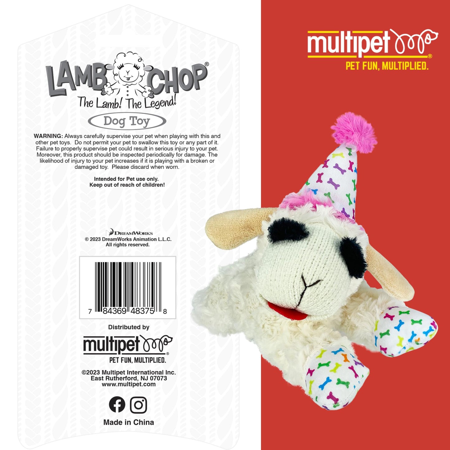Multipet INTERNATIONAL 843140 Lambchop Plush Squeak Toy Mini for Pets, 6-Inch, White, small