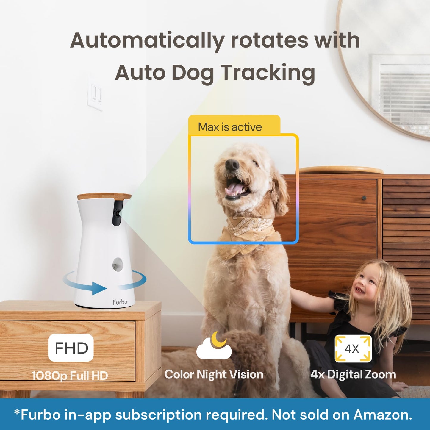 Furbo 360° Cat Camera + Nanny Bundle: Home Security & Cat Safety Alerts, Rotating Pet Treat Dispenser Camera with Speaker, Smart Home Indoor Cam w Phone App (Additional Subscription Required at Setup)