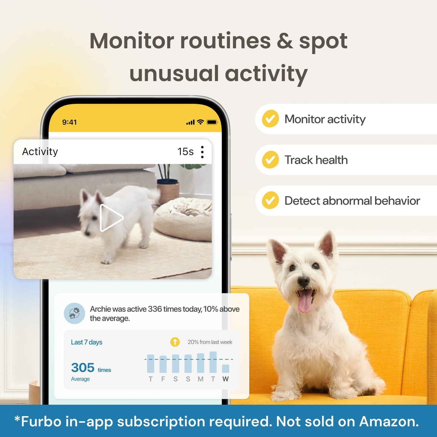 Furbo 360° Cat Camera + Nanny Bundle: Home Security & Cat Safety Alerts, Rotating Pet Treat Dispenser Camera with Speaker, Smart Home Indoor Cam w Phone App (Additional Subscription Required at Setup)