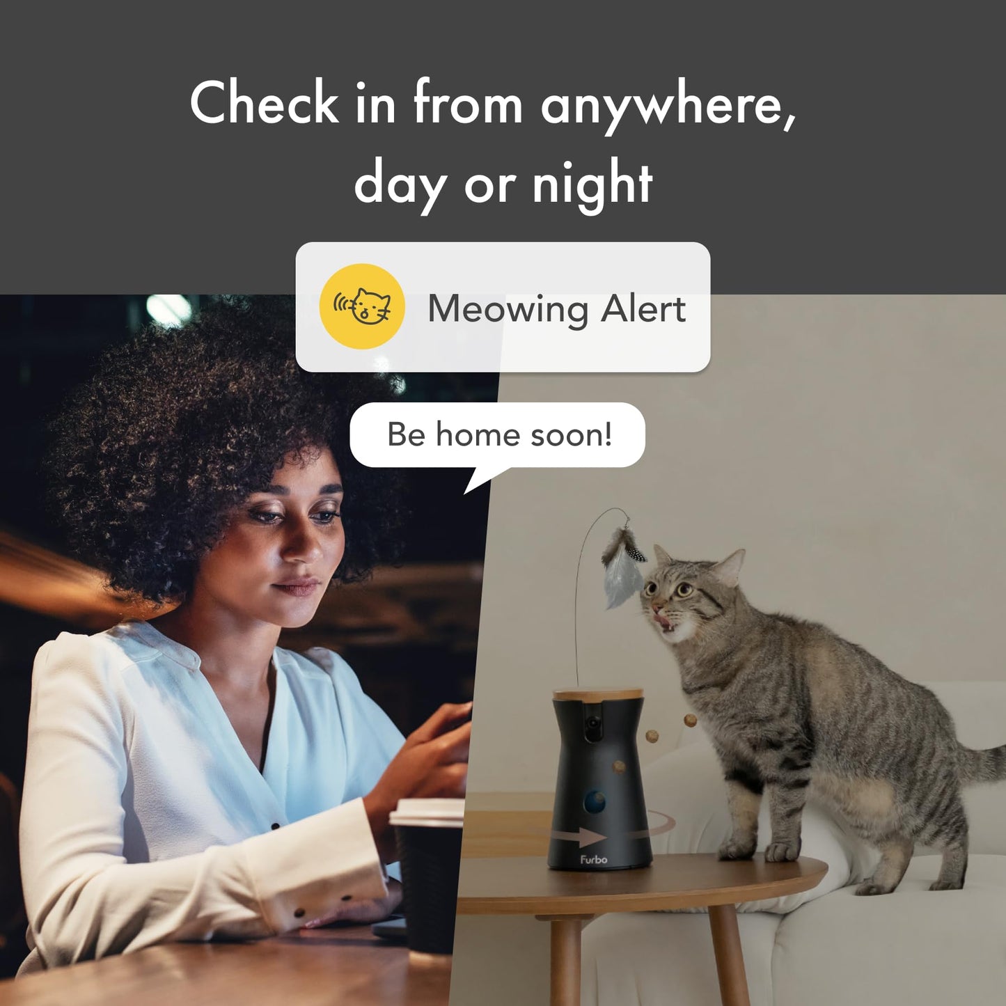 Furbo 360° Cat Camera + Nanny Bundle: Home Security & Cat Safety Alerts, Rotating Pet Treat Dispenser Camera with Speaker, Smart Home Indoor Cam w Phone App (Additional Subscription Required at Setup)