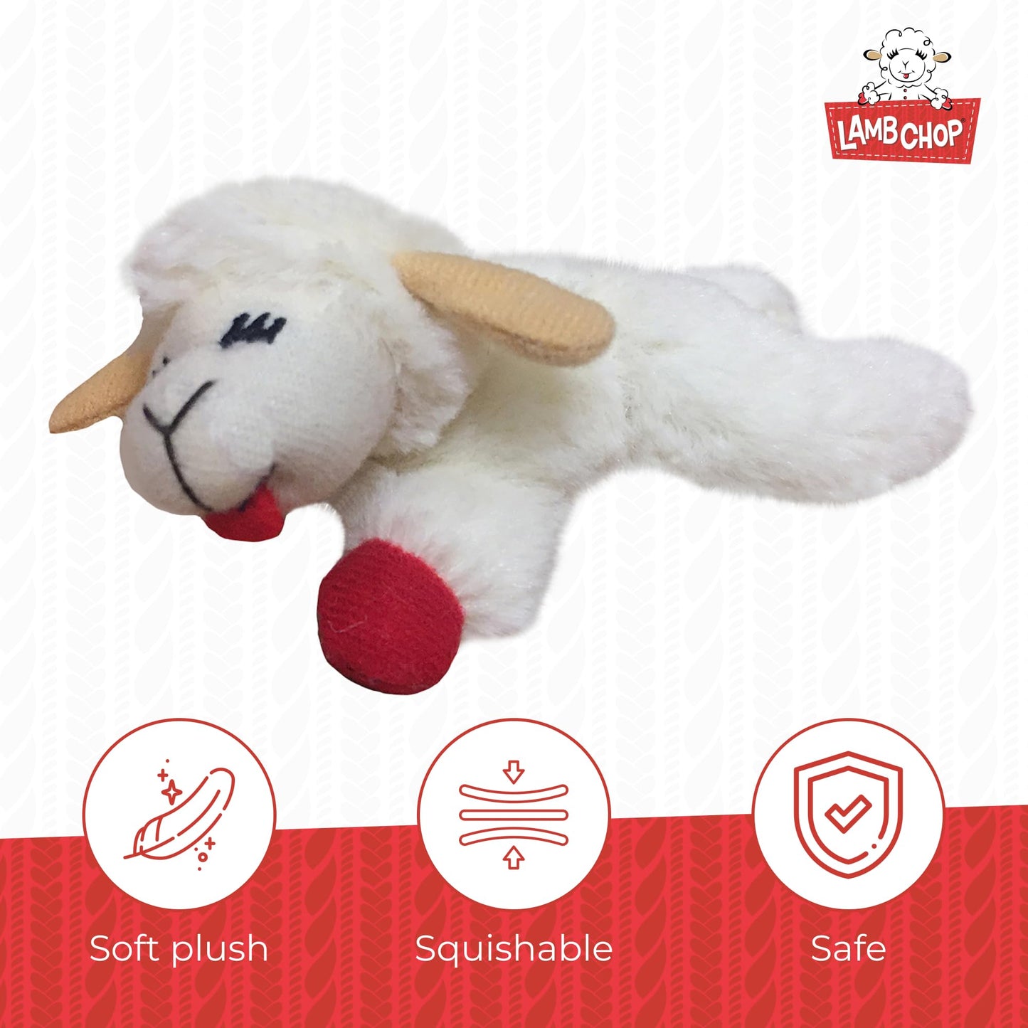 Multipet INTERNATIONAL 843140 Lambchop Plush Squeak Toy Mini for Pets, 6-Inch, White, small