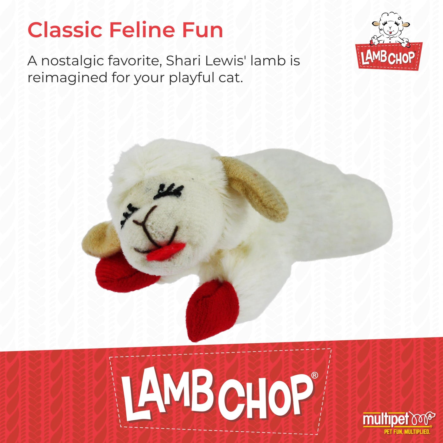 Multipet INTERNATIONAL 843140 Lambchop Plush Squeak Toy Mini for Pets, 6-Inch, White, small