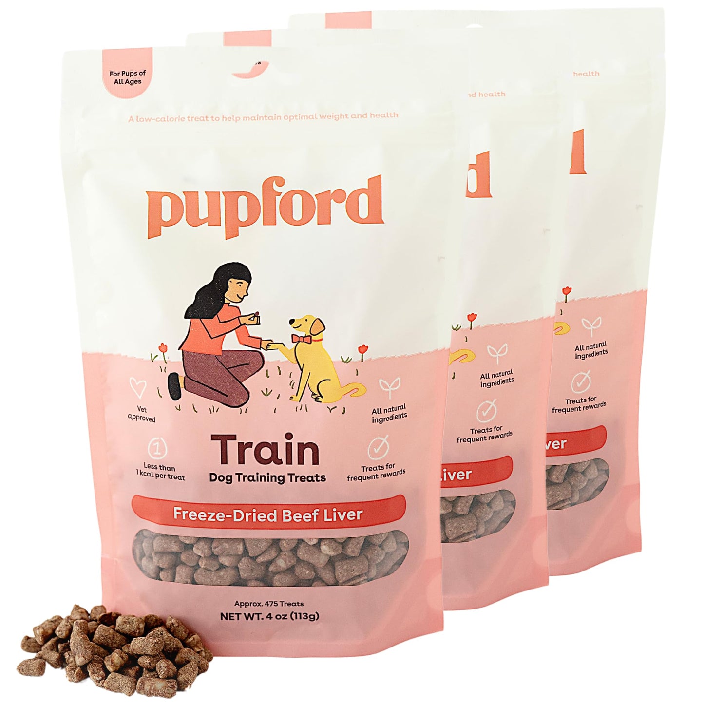 Pupford Freeze Dried Training Treats for Dogs & Puppies, 475+ Two Ingredient Bites (Chicken, 4 oz)