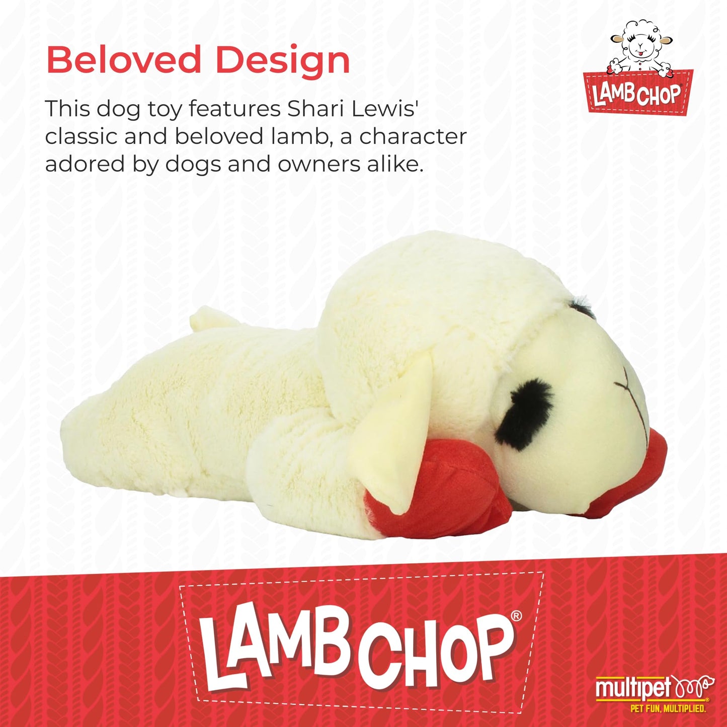 Multipet INTERNATIONAL 843140 Lambchop Plush Squeak Toy Mini for Pets, 6-Inch, White, small