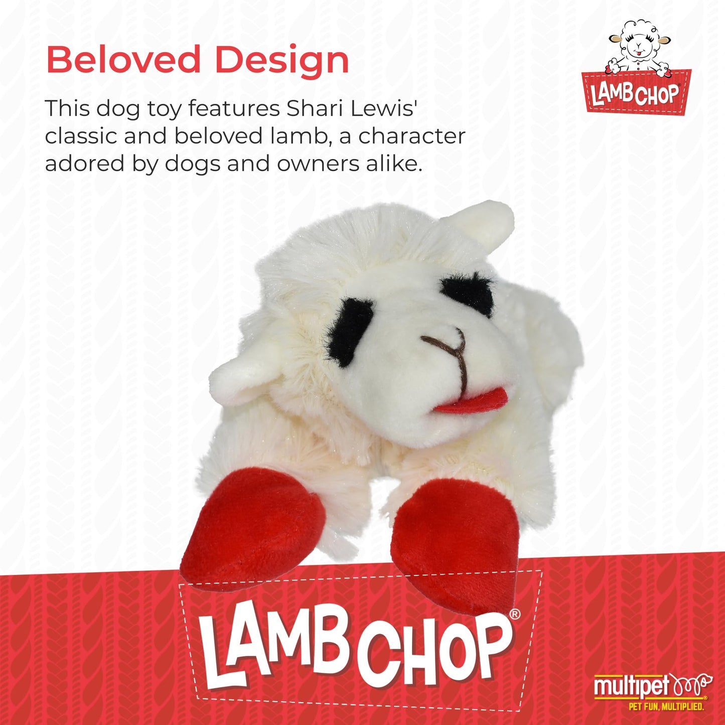 Multipet INTERNATIONAL 843140 Lambchop Plush Squeak Toy Mini for Pets, 6-Inch, White, small