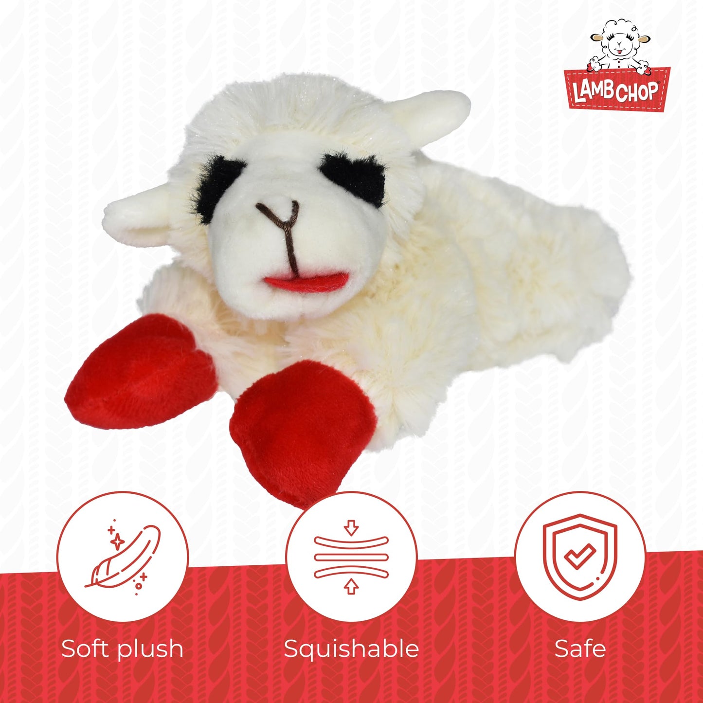 Multipet INTERNATIONAL 843140 Lambchop Plush Squeak Toy Mini for Pets, 6-Inch, White, small