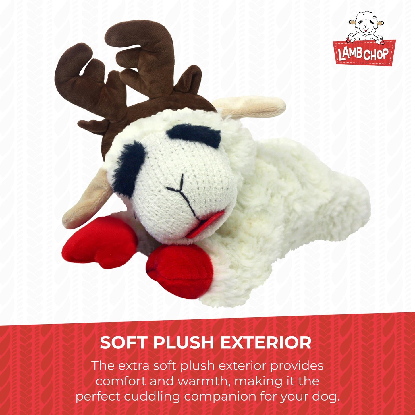 Multipet INTERNATIONAL 843140 Lambchop Plush Squeak Toy Mini for Pets, 6-Inch, White, small