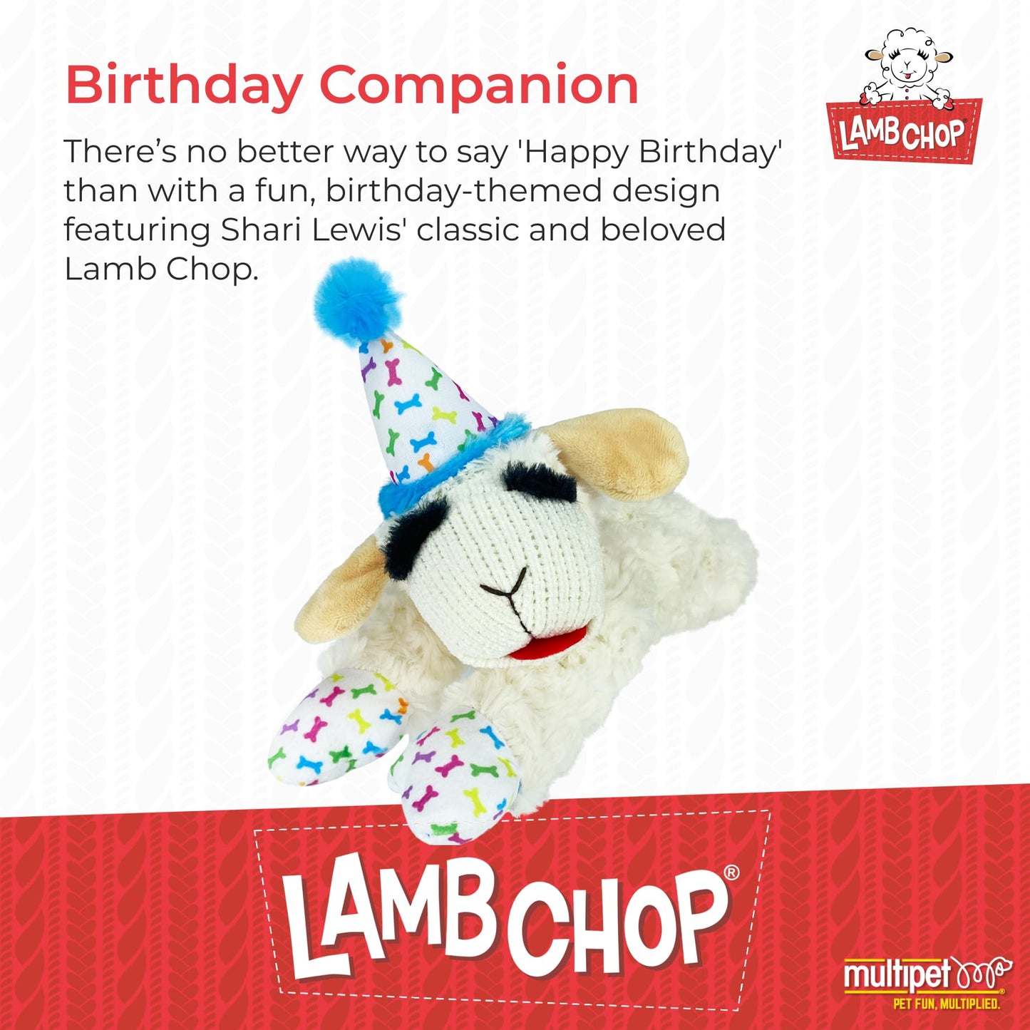 Multipet INTERNATIONAL 843140 Lambchop Plush Squeak Toy Mini for Pets, 6-Inch, White, small