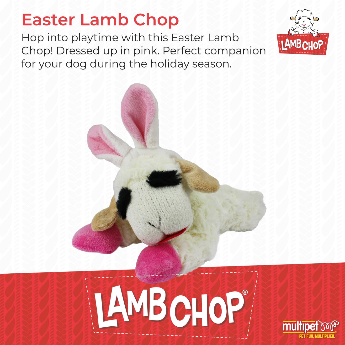 Multipet INTERNATIONAL 843140 Lambchop Plush Squeak Toy Mini for Pets, 6-Inch, White, small