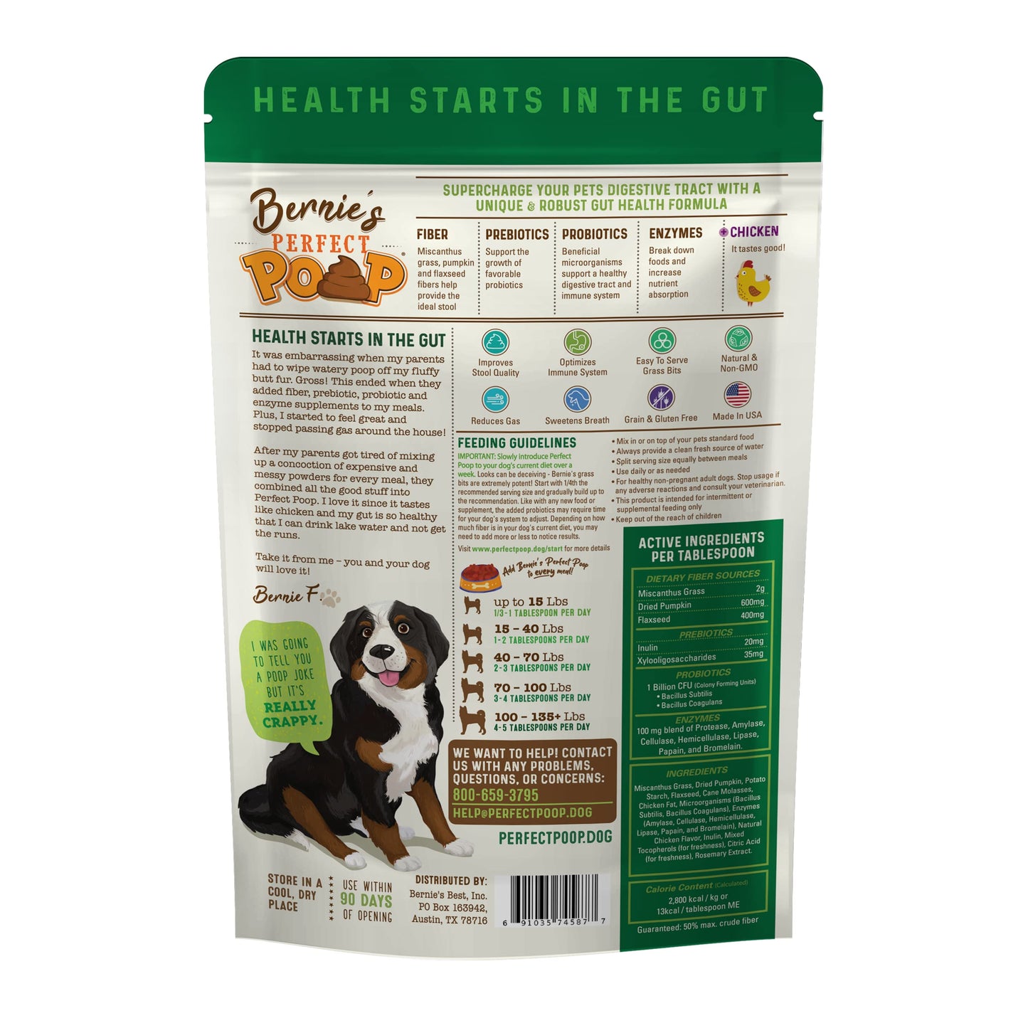 Perfect Poop Digestion & General Health Supplement for Dogs: Fiber, Prebiotics, Probiotics & Enzymes Relieve Digestive Conditions, Optimize Stool, and Improve Health (Cheddar Cheese, 4.2 oz)
