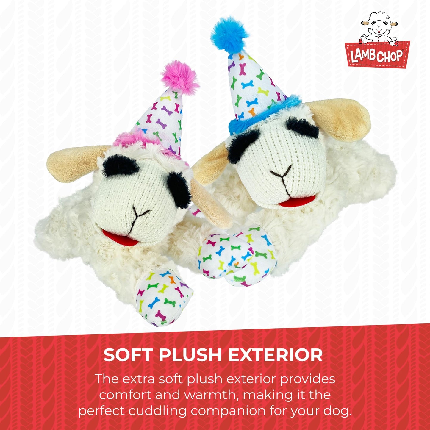 Multipet INTERNATIONAL 843140 Lambchop Plush Squeak Toy Mini for Pets, 6-Inch, White, small