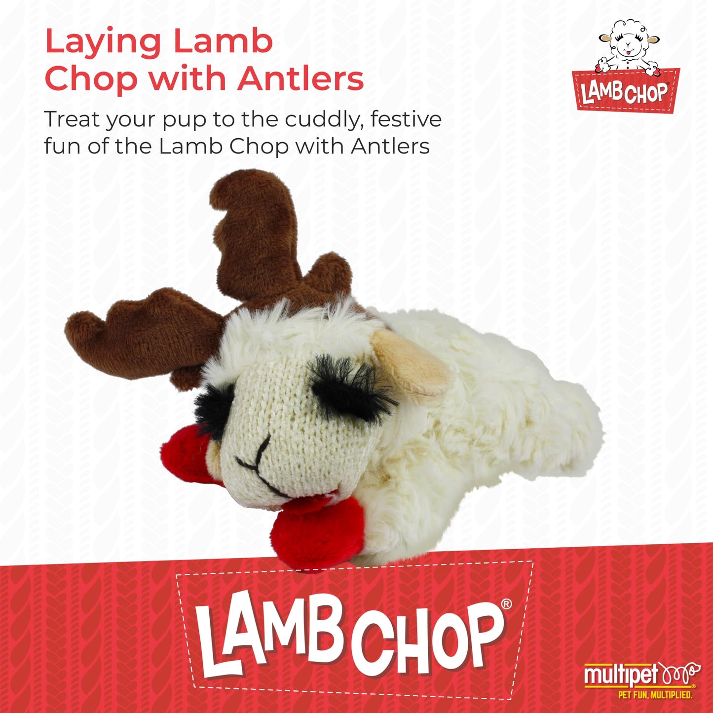 Multipet INTERNATIONAL 843140 Lambchop Plush Squeak Toy Mini for Pets, 6-Inch, White, small