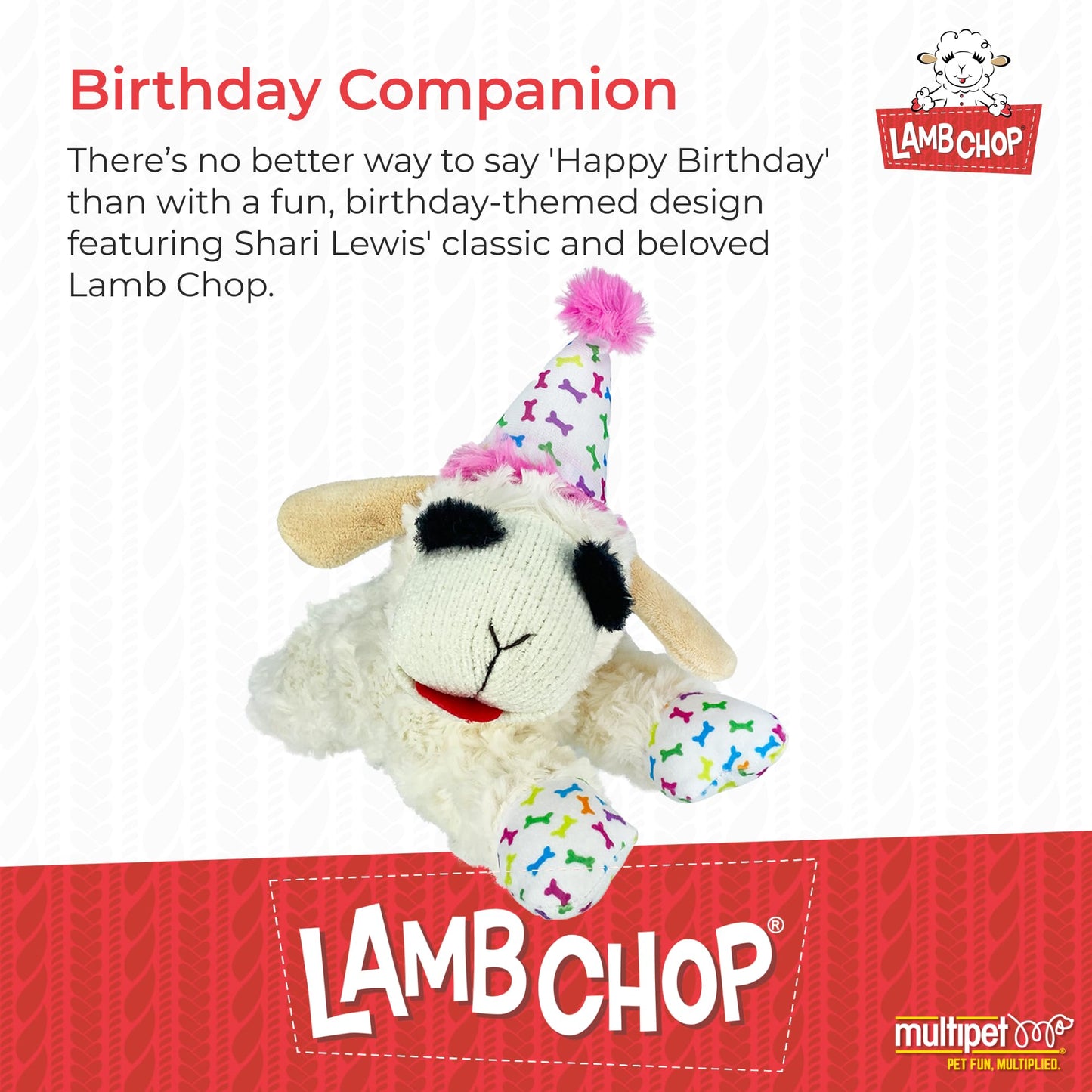 Multipet INTERNATIONAL 843140 Lambchop Plush Squeak Toy Mini for Pets, 6-Inch, White, small