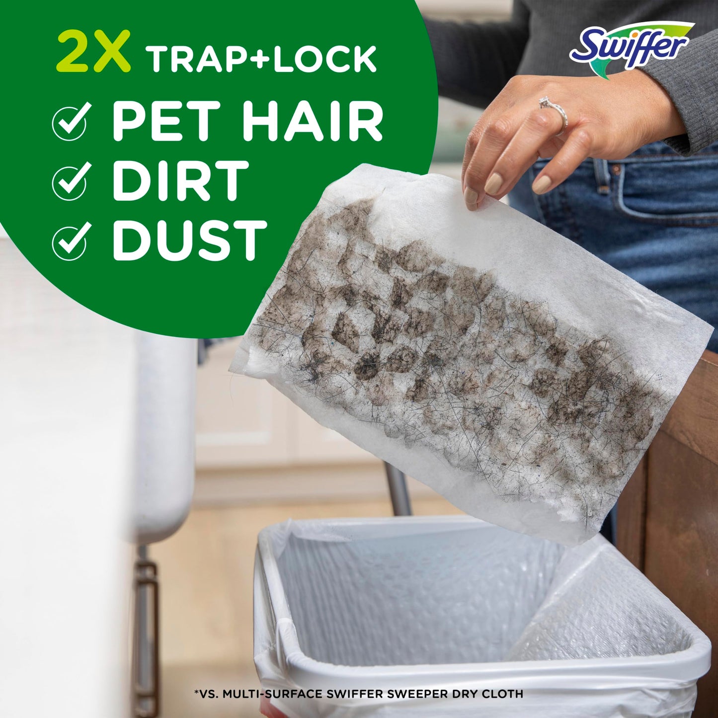 Swiffer Sweeper Pet, Heavy Duty Dry Sweeping Cloth Refills with Febreze Odor Defense, Floor Cleaning, 32 Count